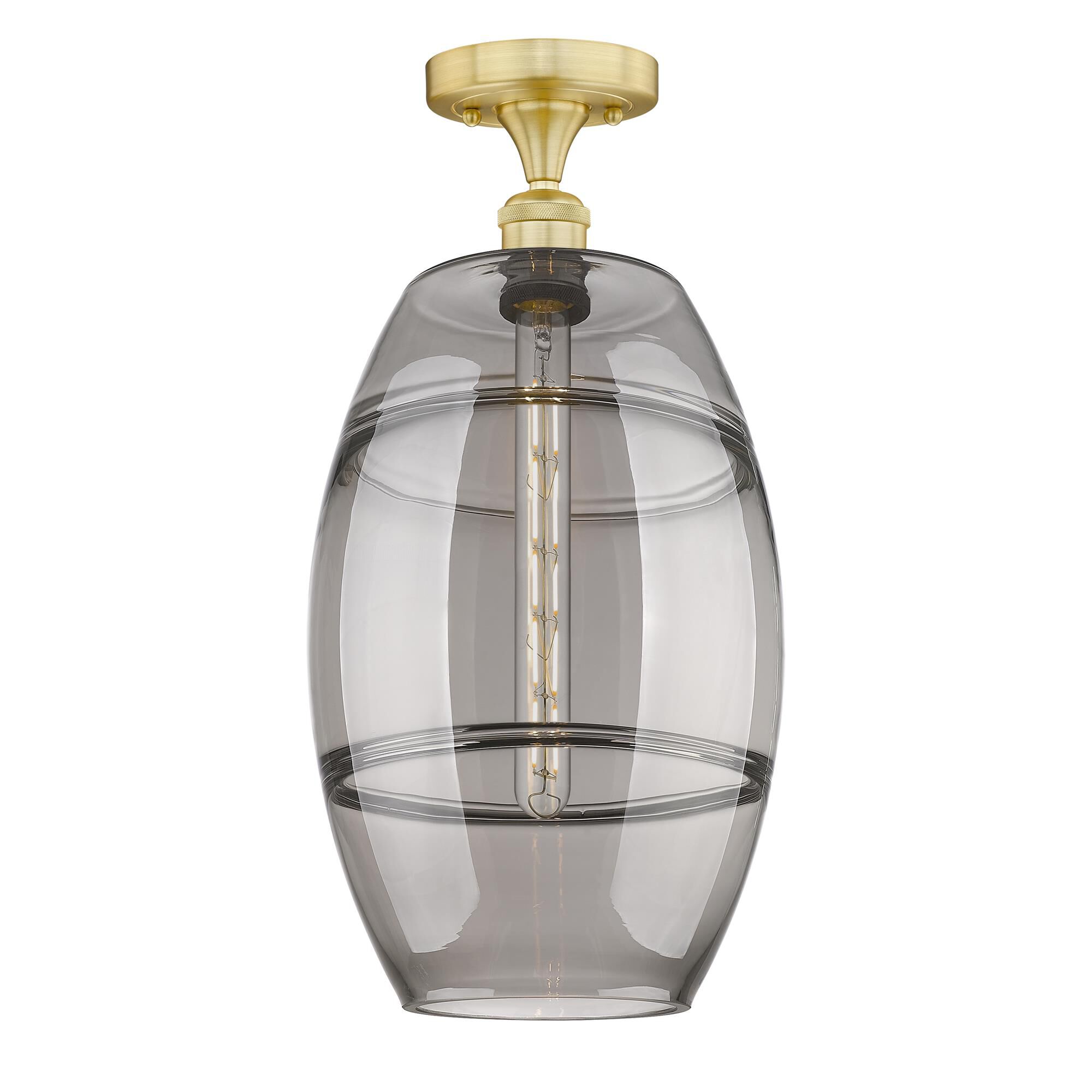 Shown in Satin Gold finish and Light Smoke glass