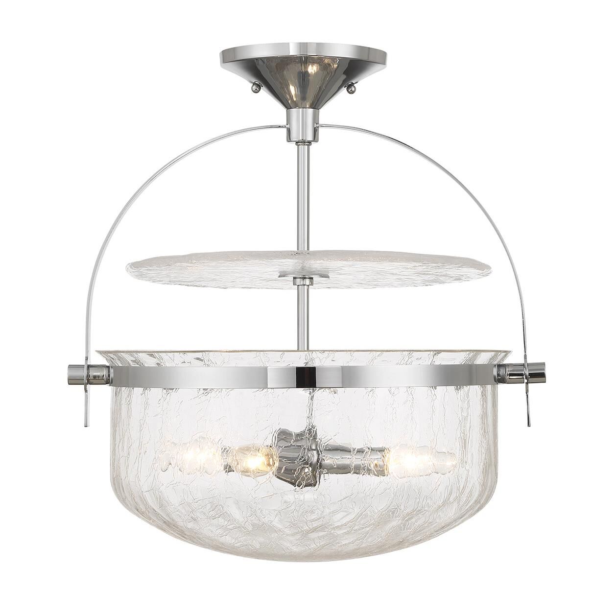 Shown in Polished Chrome finish and Crackled glass