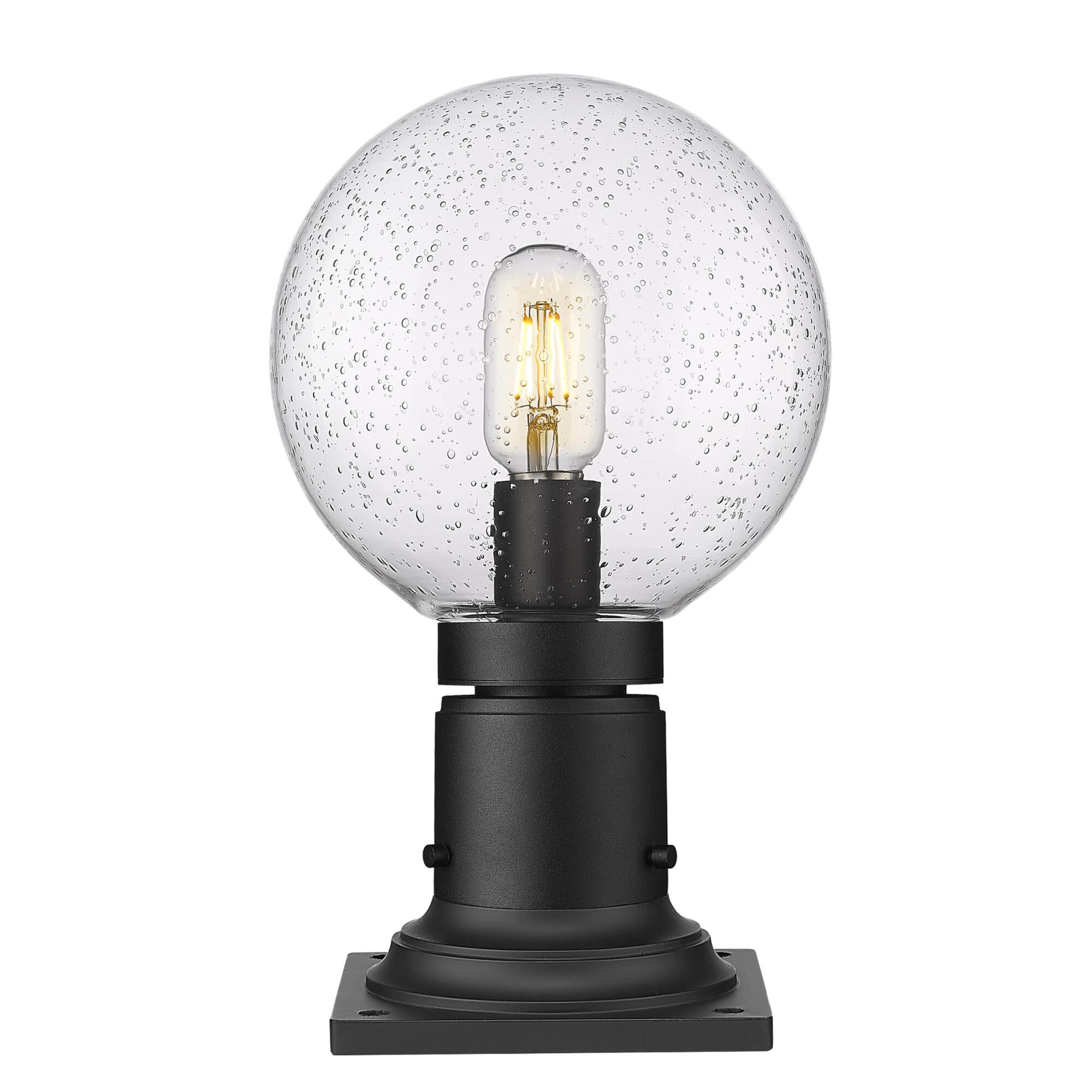 Shown in Matte Black finish and Clear Seedy glass