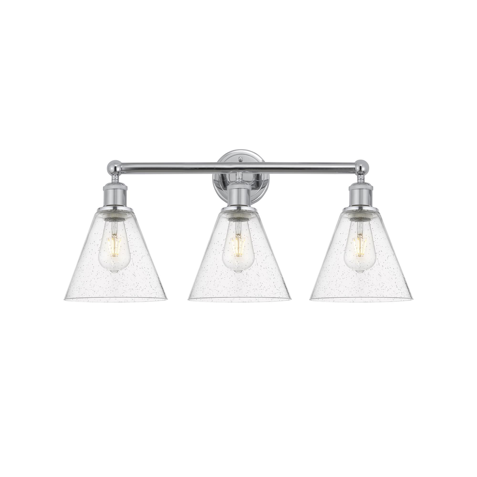 Shown in Polished Chrome finish and Seedy glass