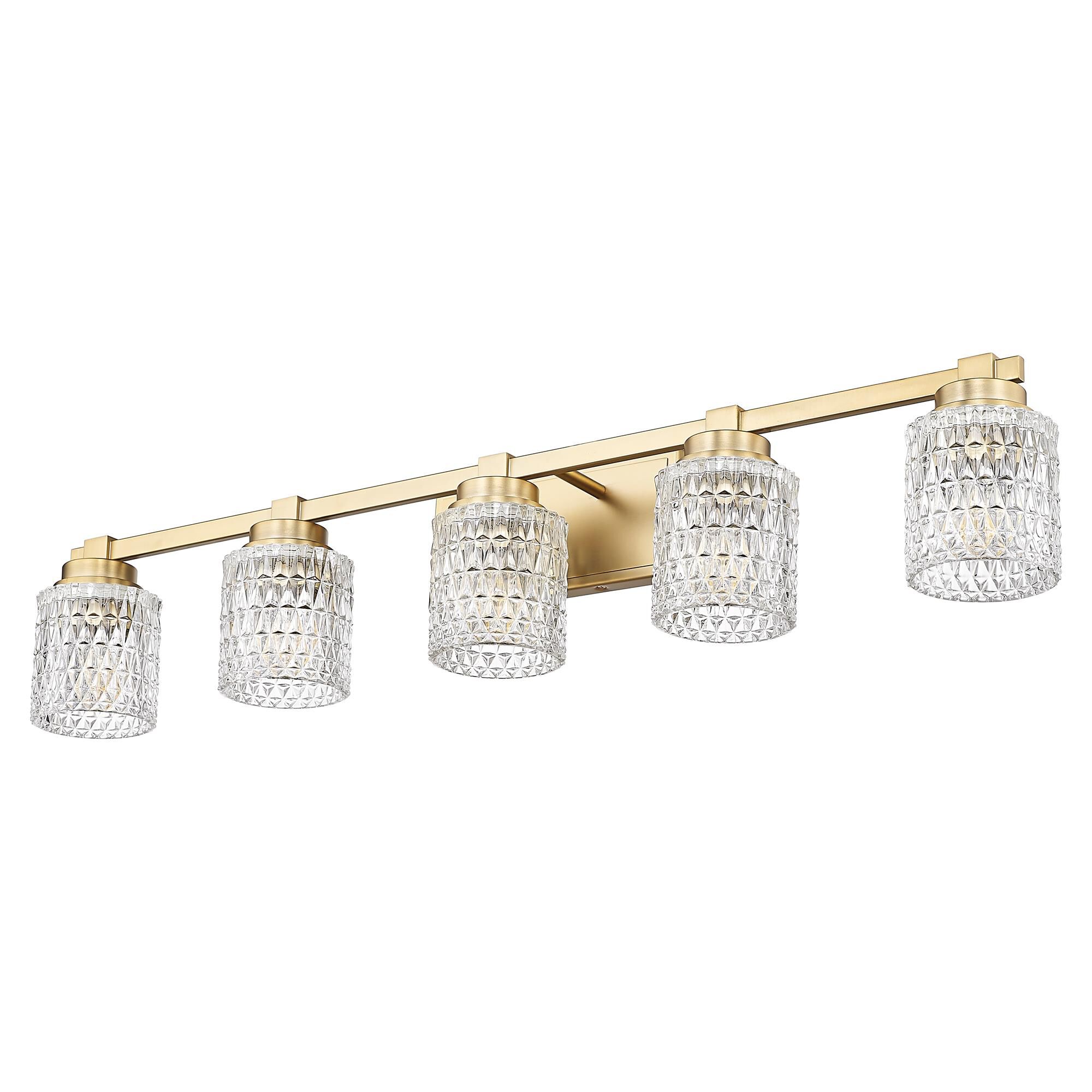 Shown in Modern Gold finish and Clear Diamond glass
