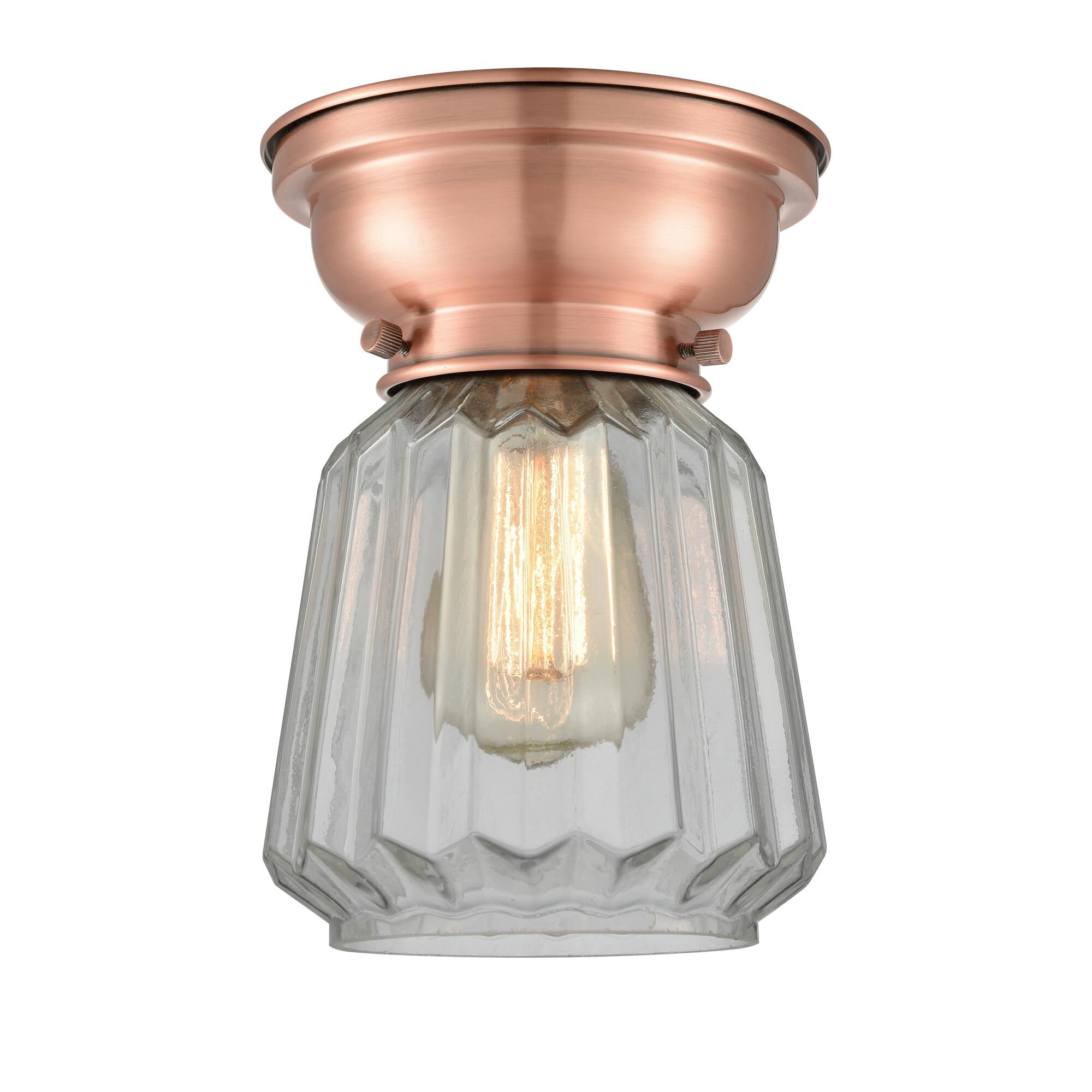 Shown in Antique Copper finish and Novelty glass and Glass shade