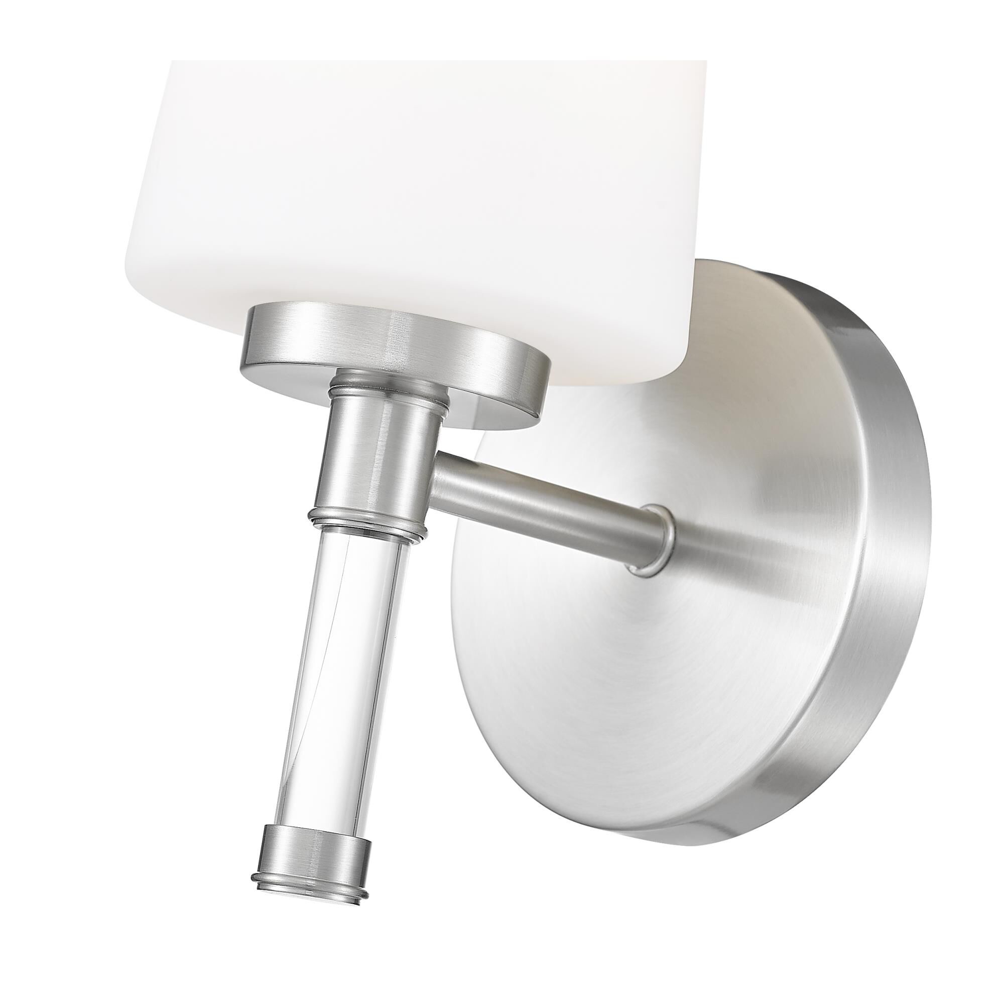 Shown in Brushed Nickel finish and White Opal glass