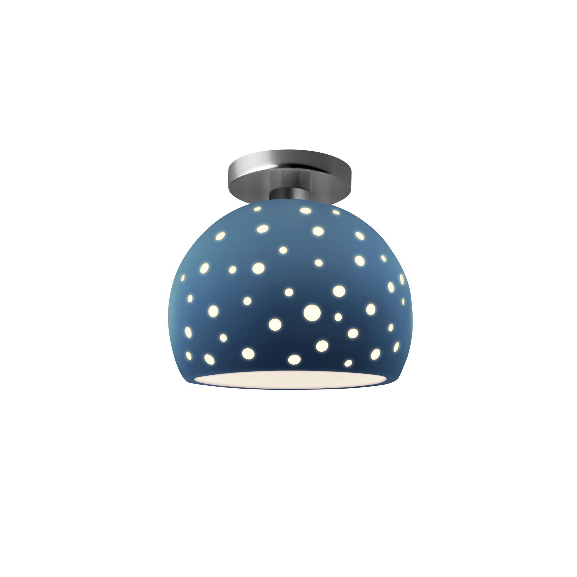 Shown in Brushed Nickel finish and Midnight Sky shade