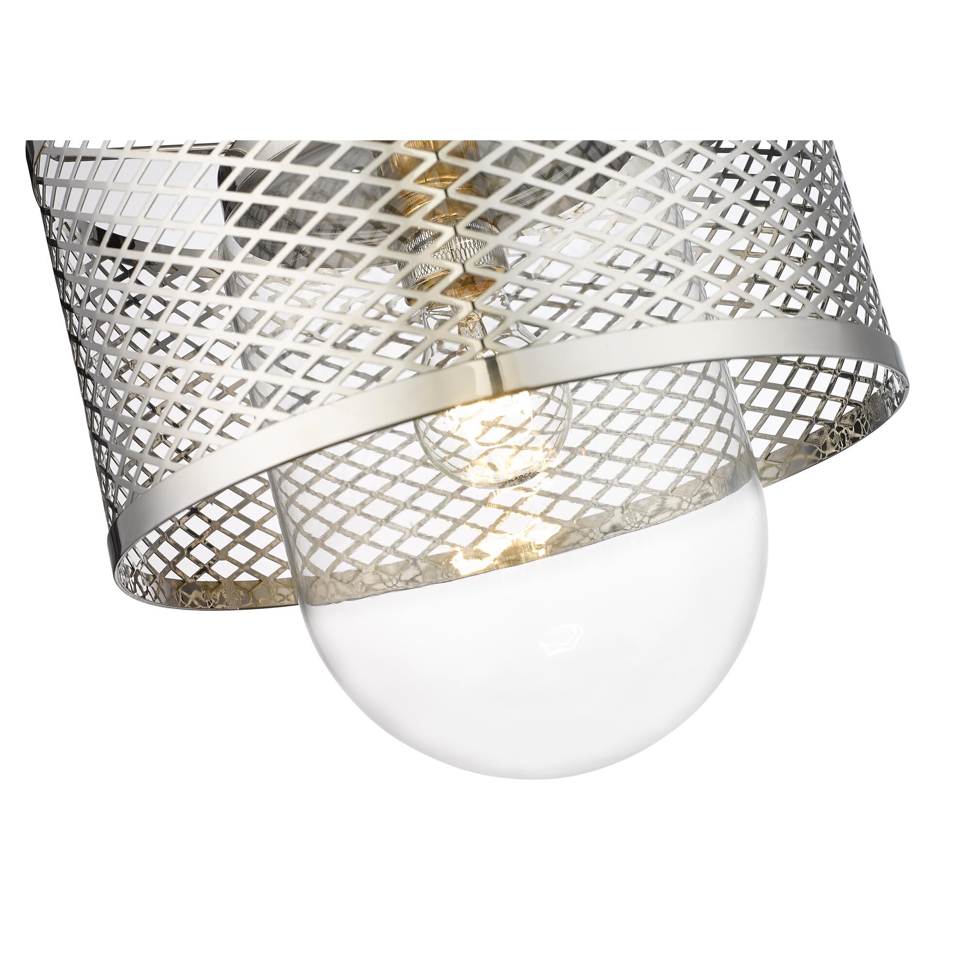 Shown in Polished Nickel finish and Clear glass