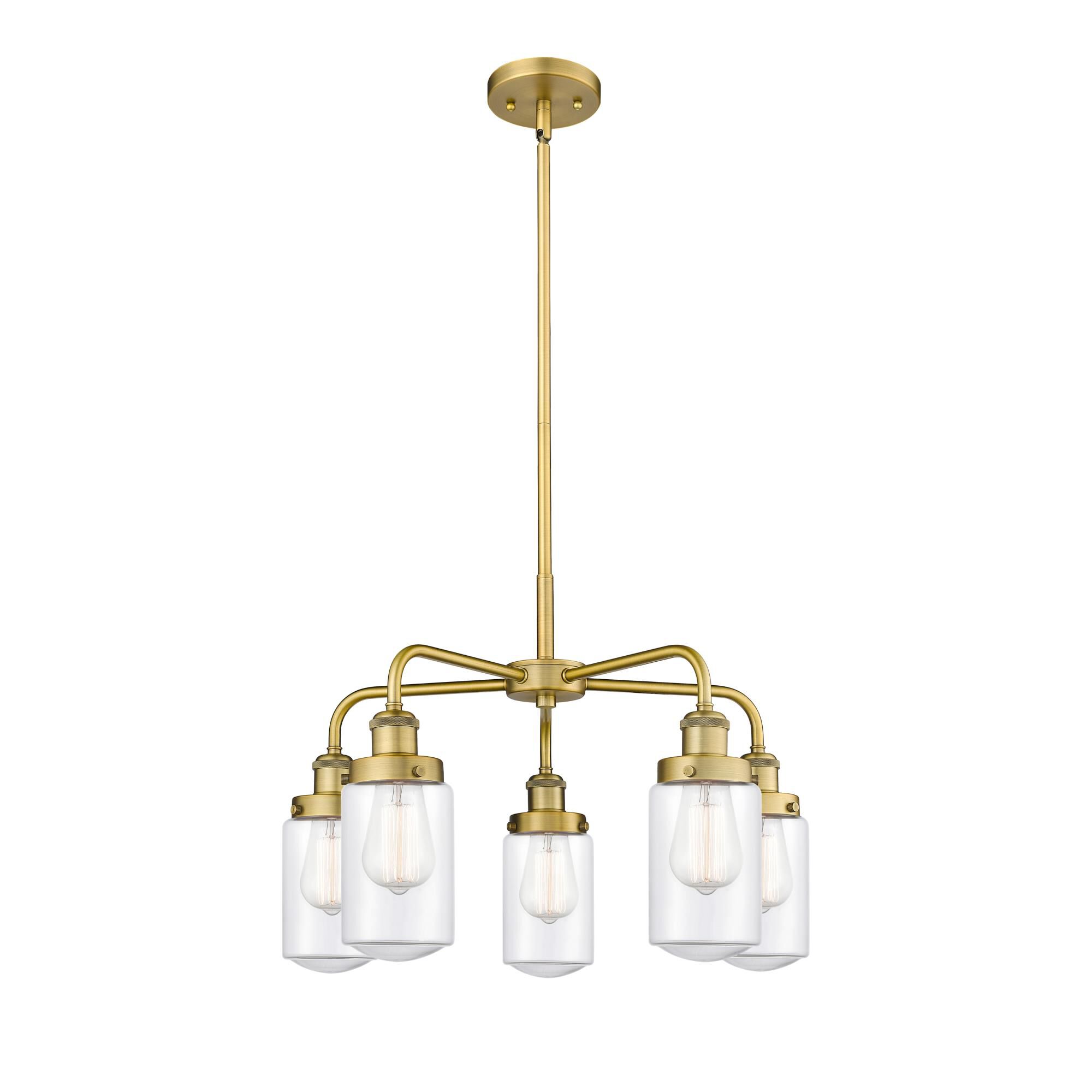 Shown in Brushed Brass finish and Clear glass