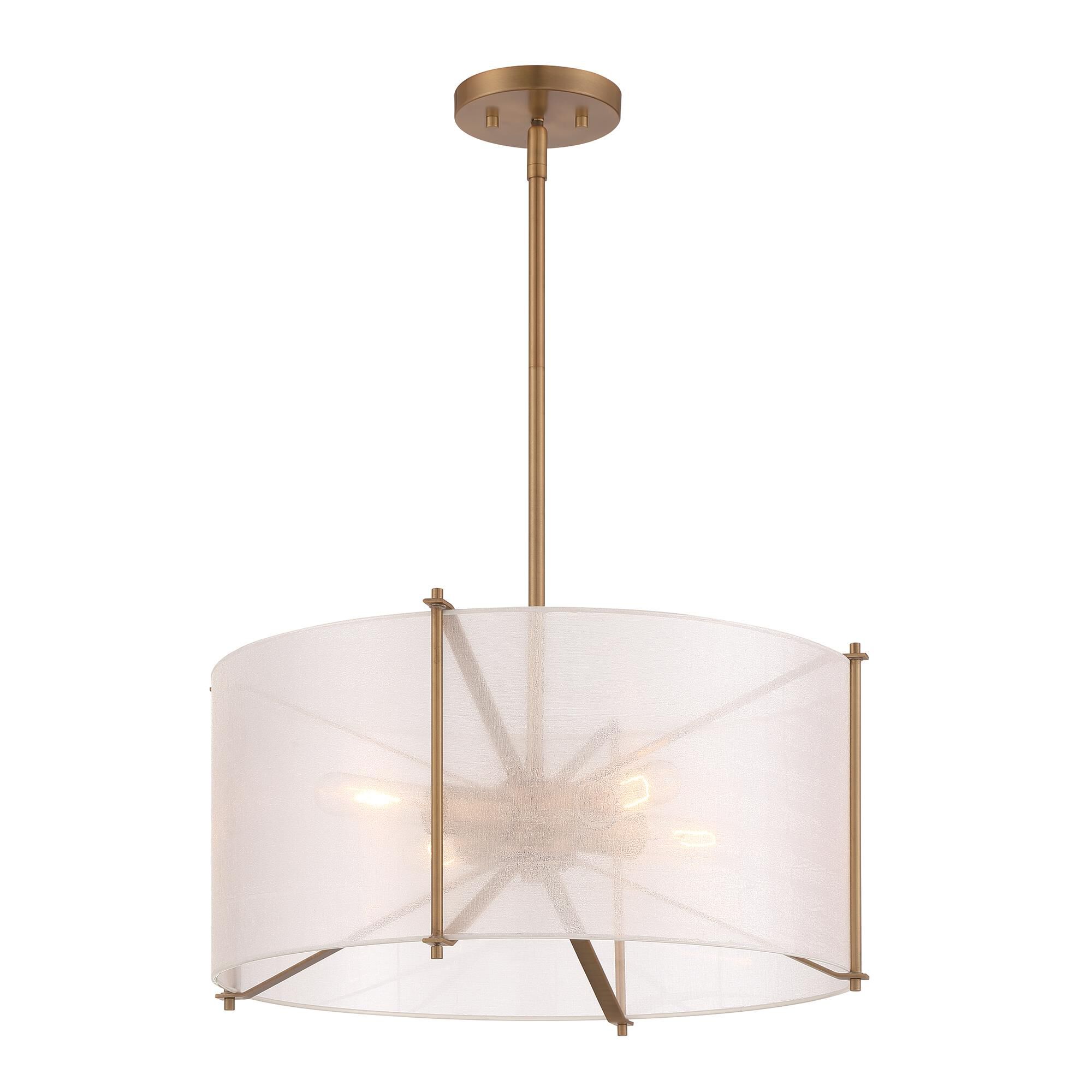 Shown in Old Satin Brass finish and Organza Fabric shade