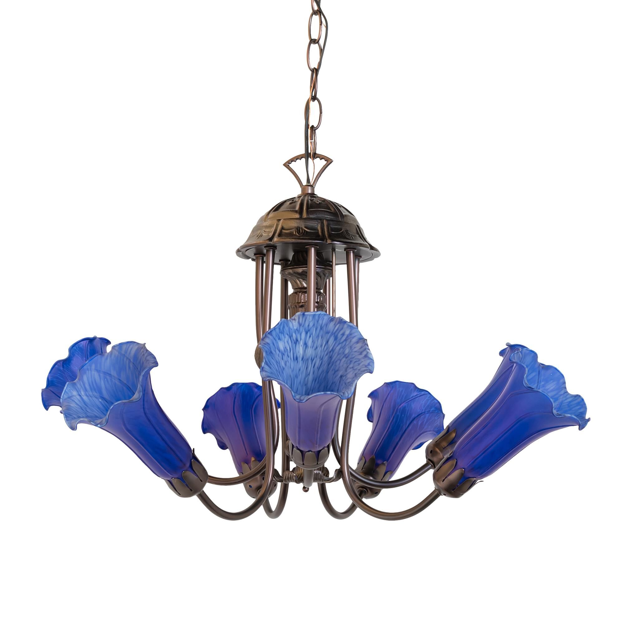 Shown in Mahogany Bronze finish and Blue glass