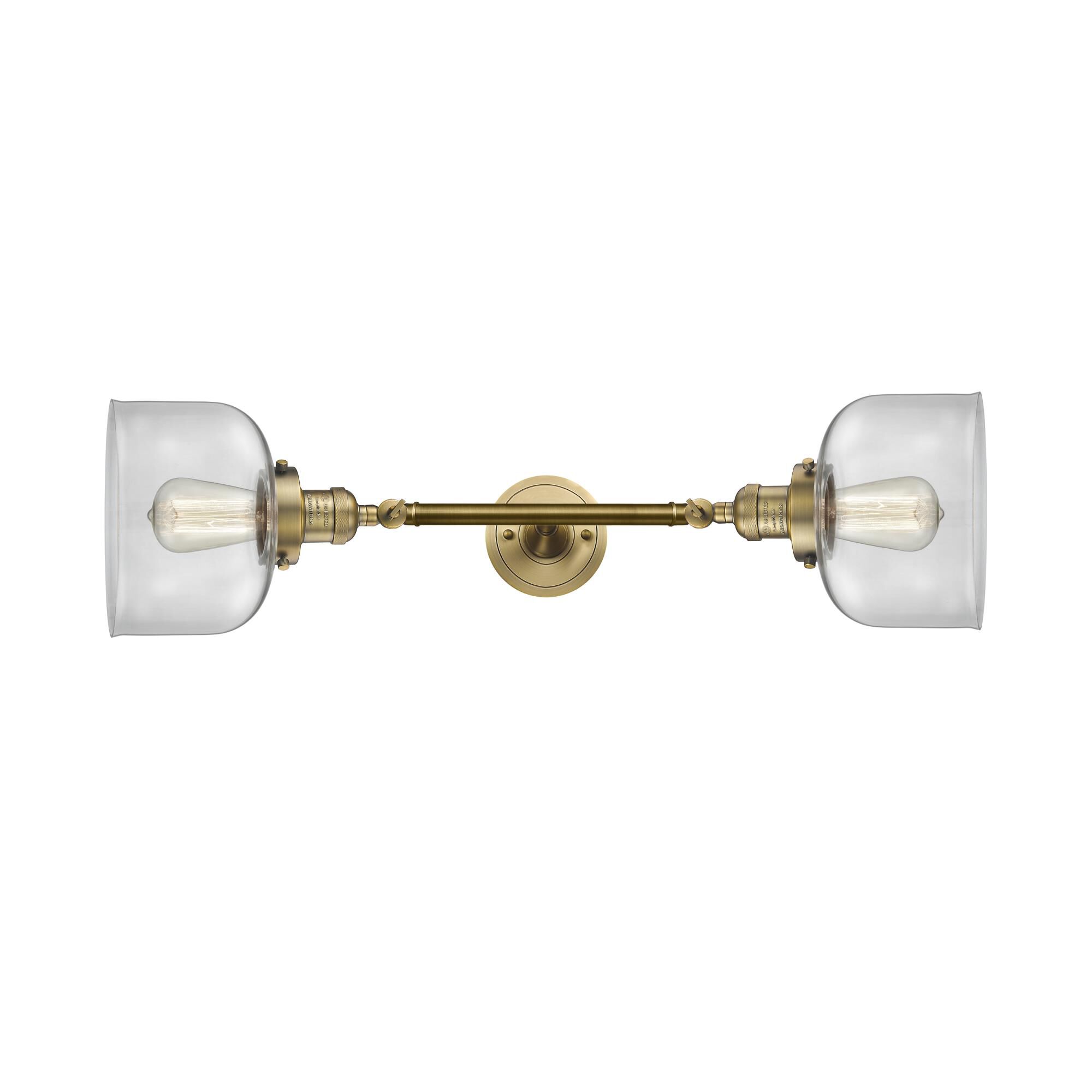 Shown in Brushed Brass finish and Clear glass