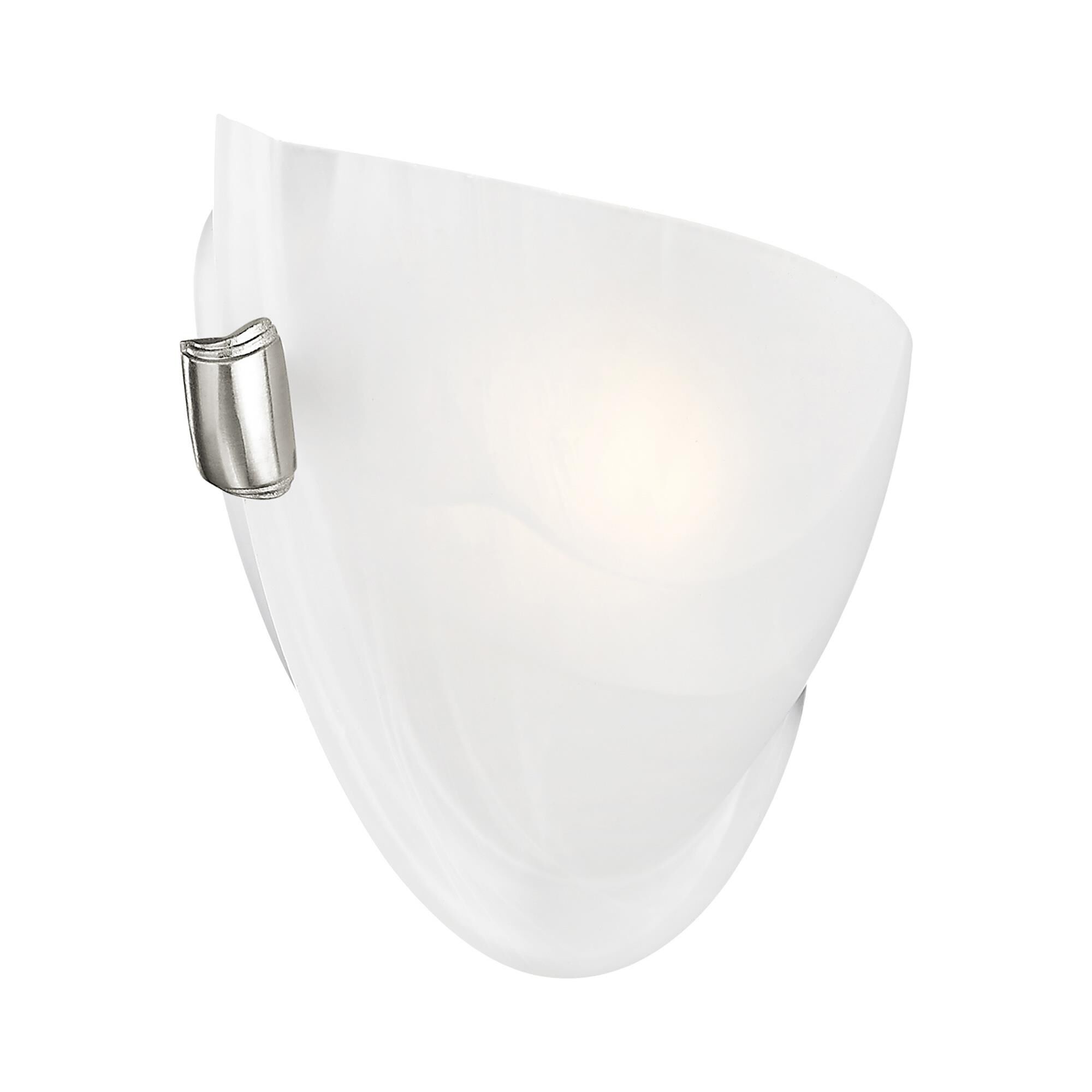 Shown in Brushed Nickel finish and White Alabaster glass