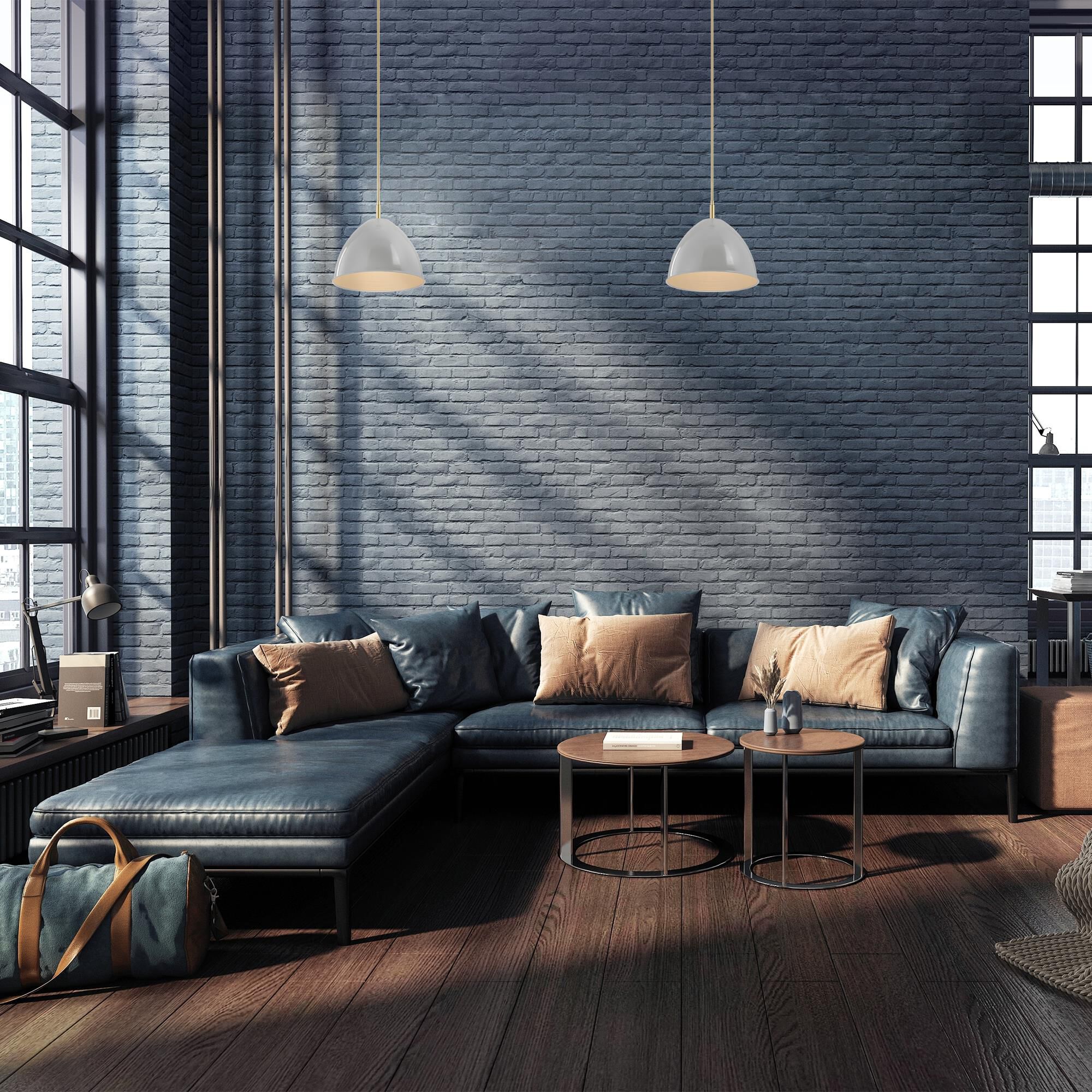 Shown in Brushed Gold finish and Grey Sky shade