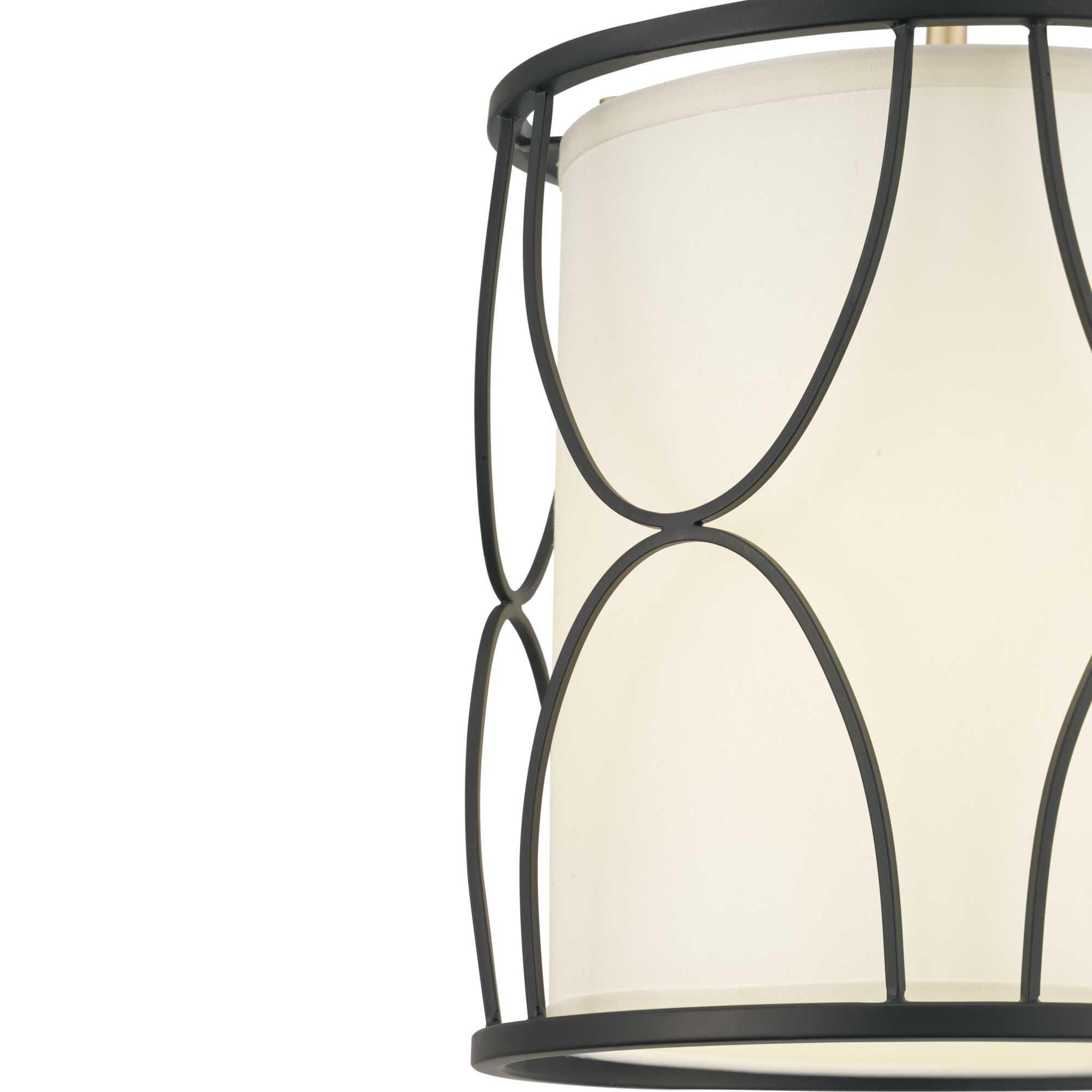 Shown in Black finish and White glass and Silk shade