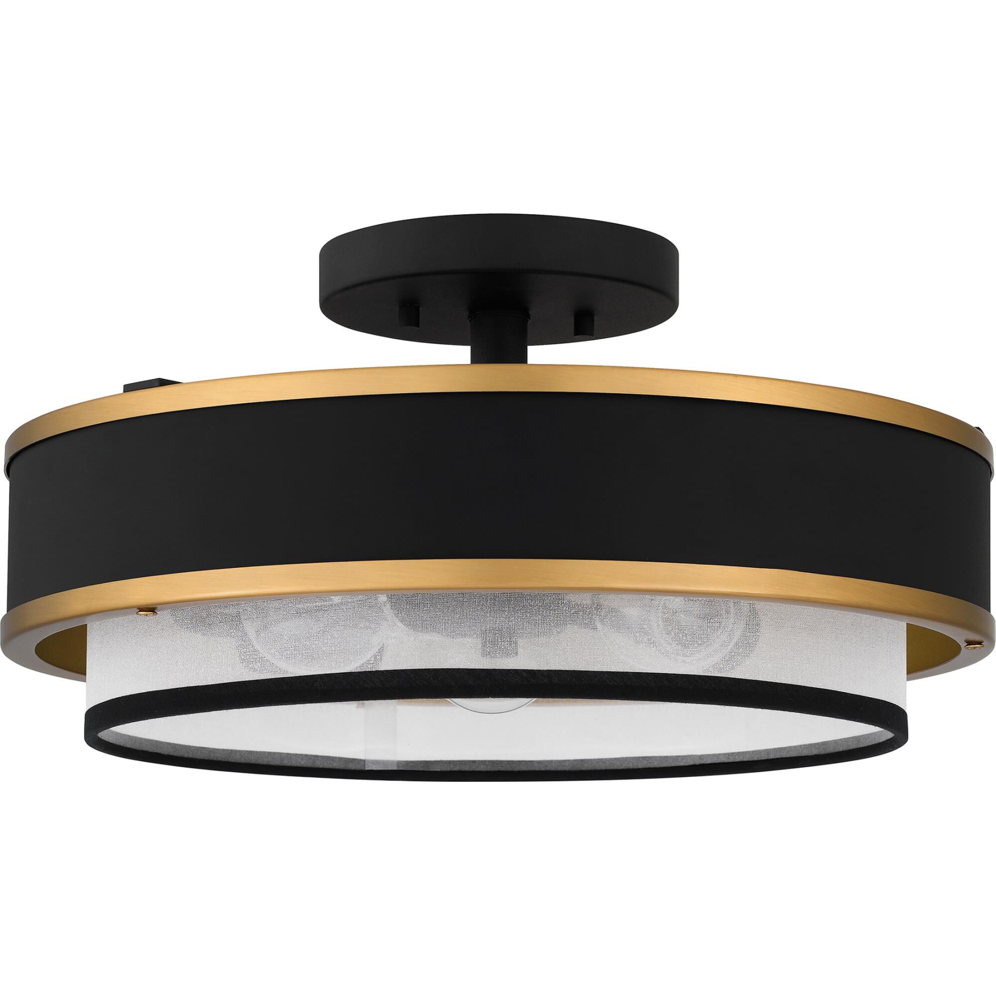 Lockwood 15 Inch 3 Light Semi Flush Mount by Quoizel