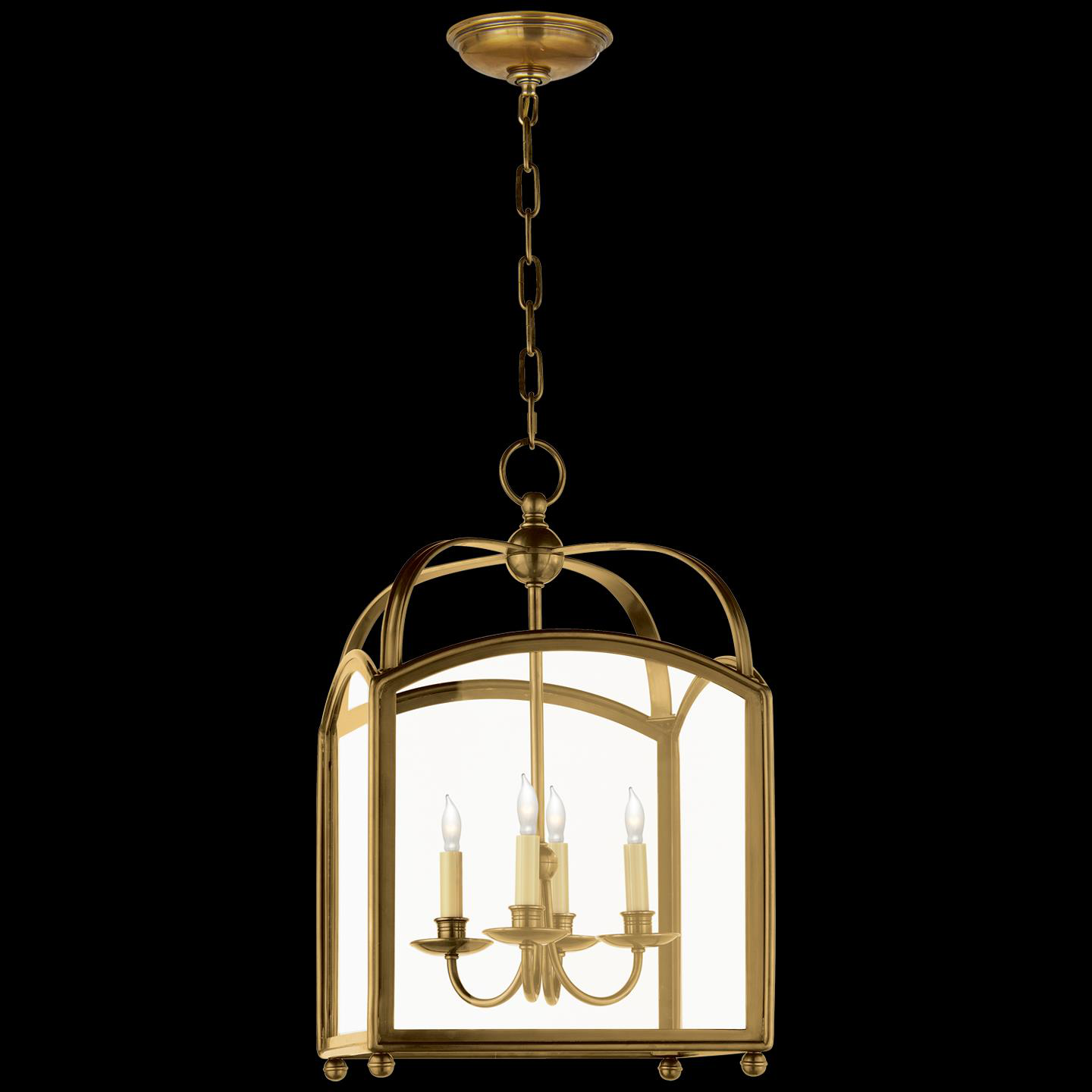 Shown in Antique-Burnished Brass finish and Clear glass