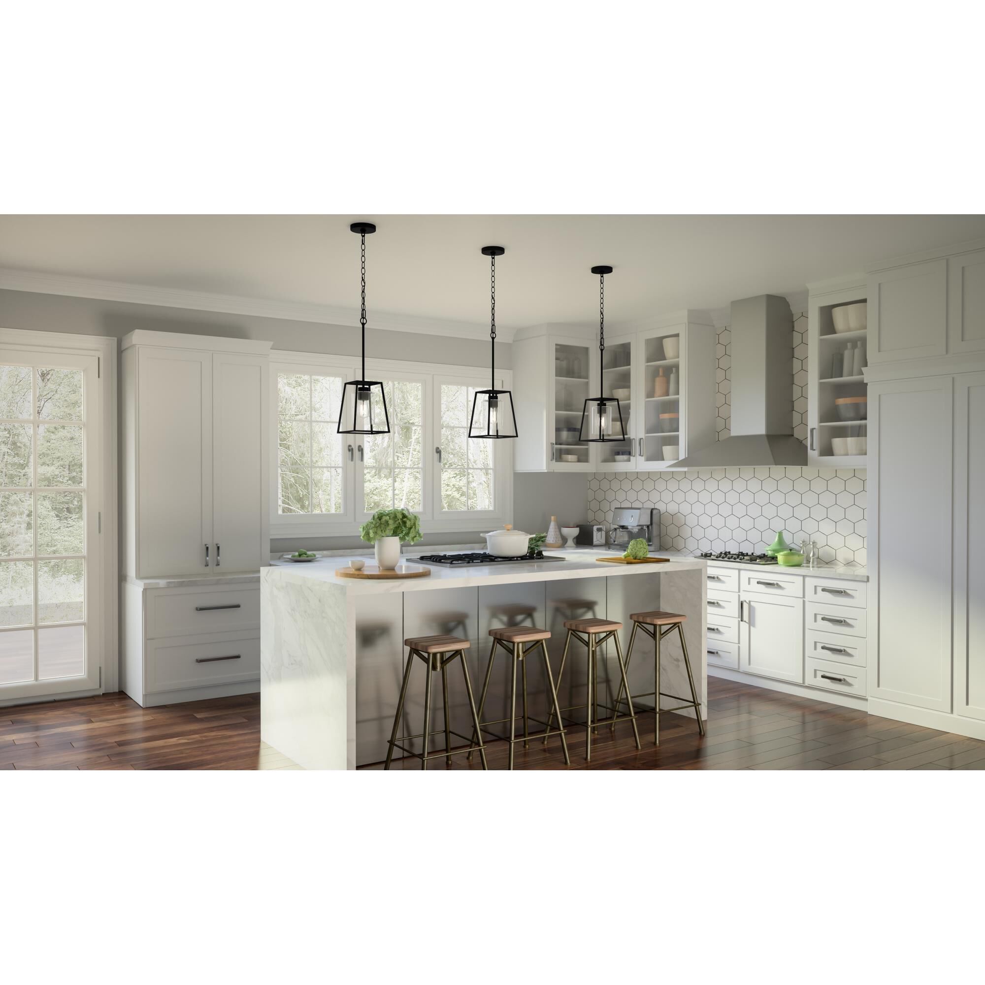 Shown in Matte Black finish and Clear glass