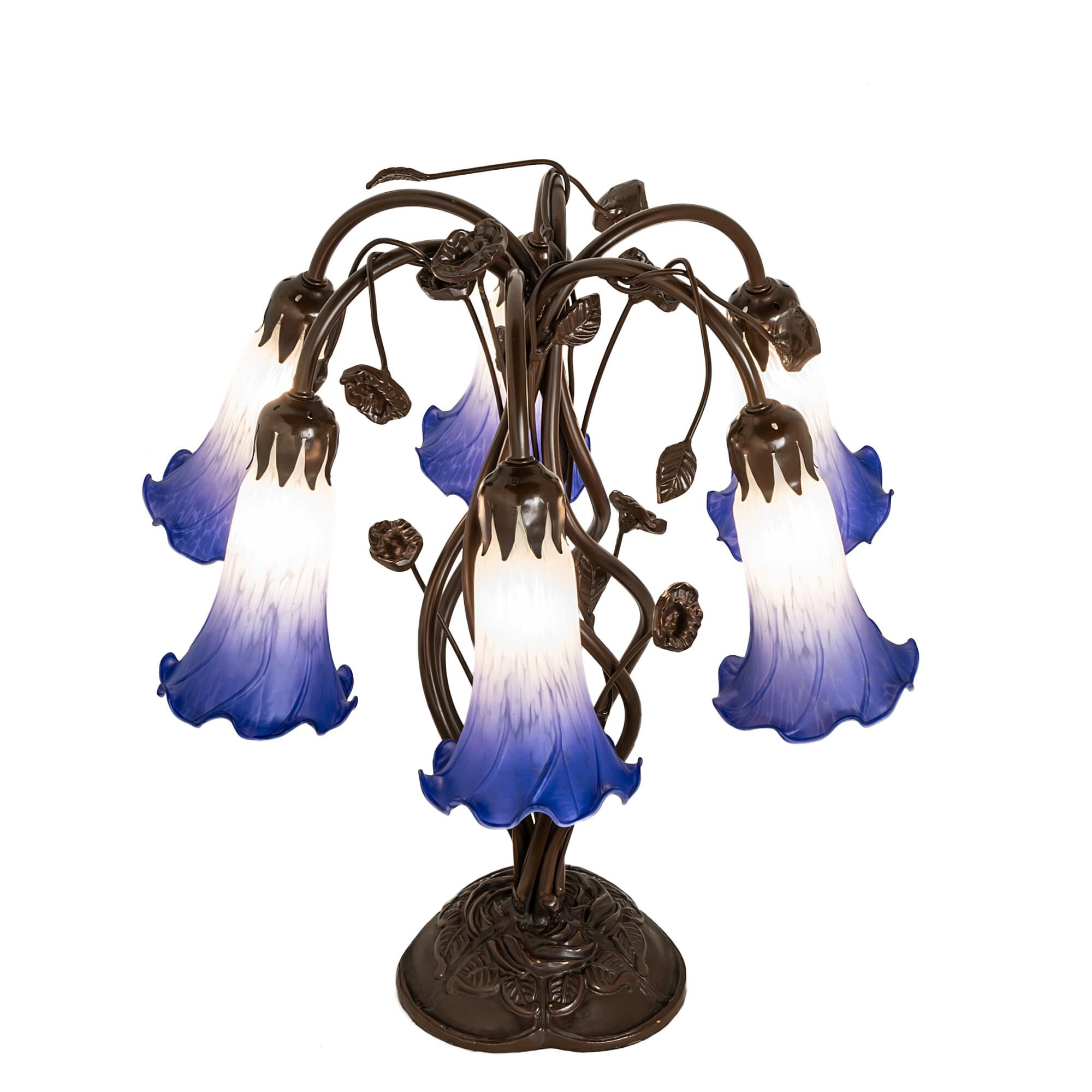 Shown in Mahogany Bronze finish and Blue;White glass