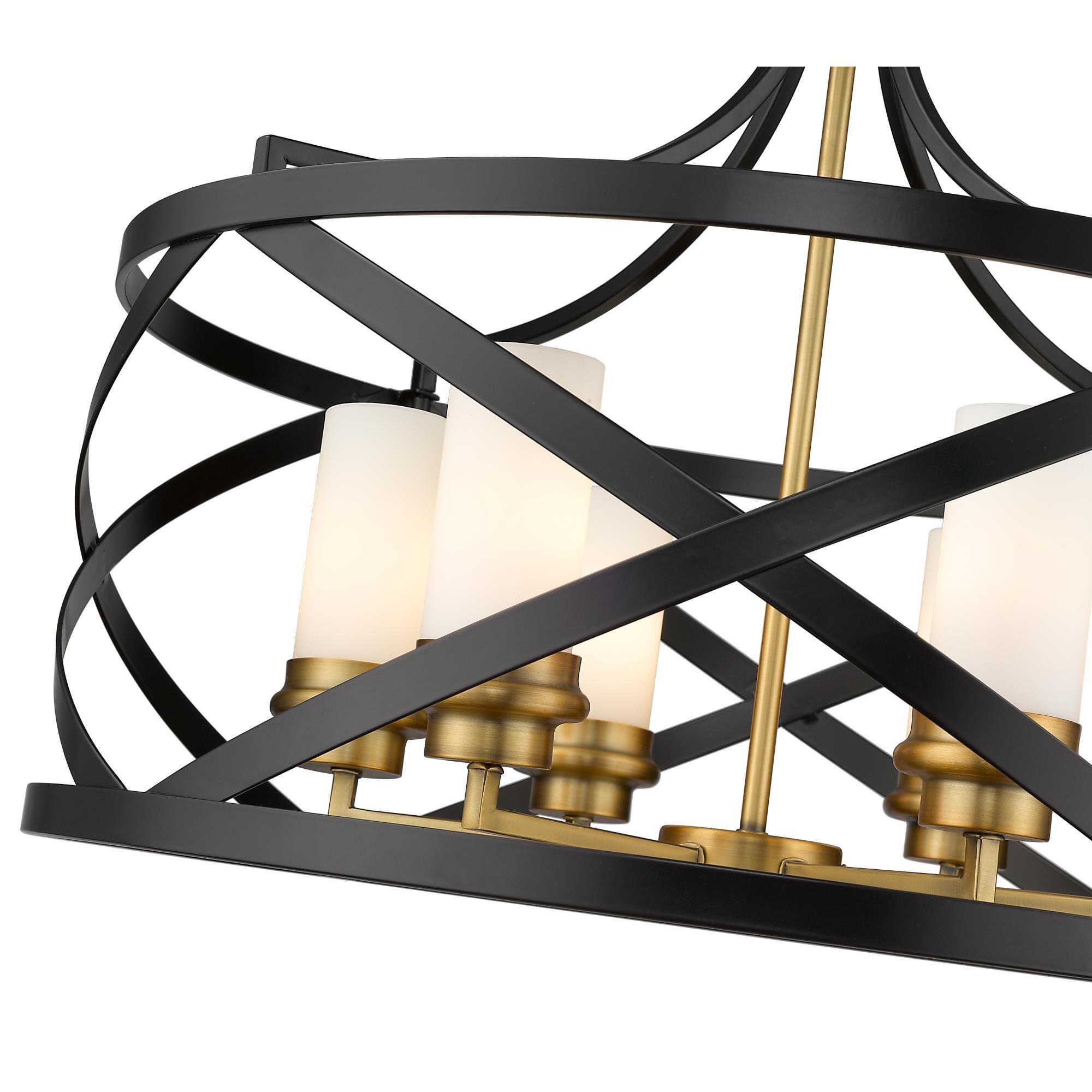 Shown in Matte Black + Olde Brass finish and Glass shade