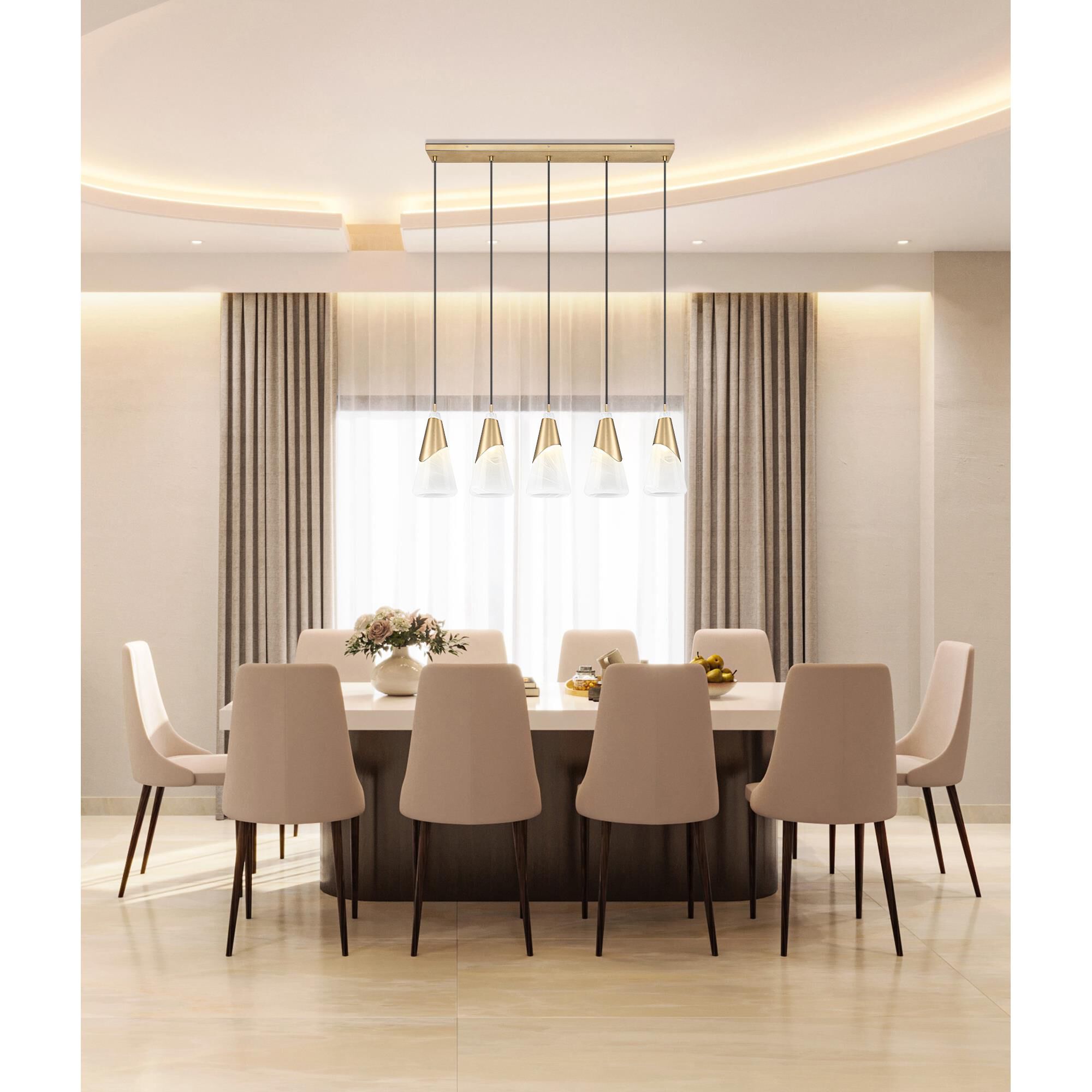 Shown in Modern Gold finish and White Swirl glass and White Swirl shade