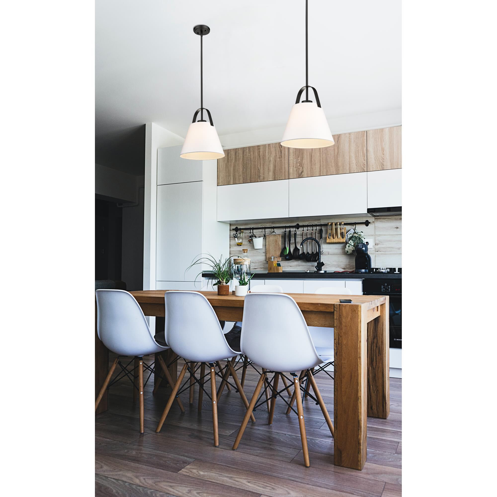 Shown in Matte Black finish and Ivory glass