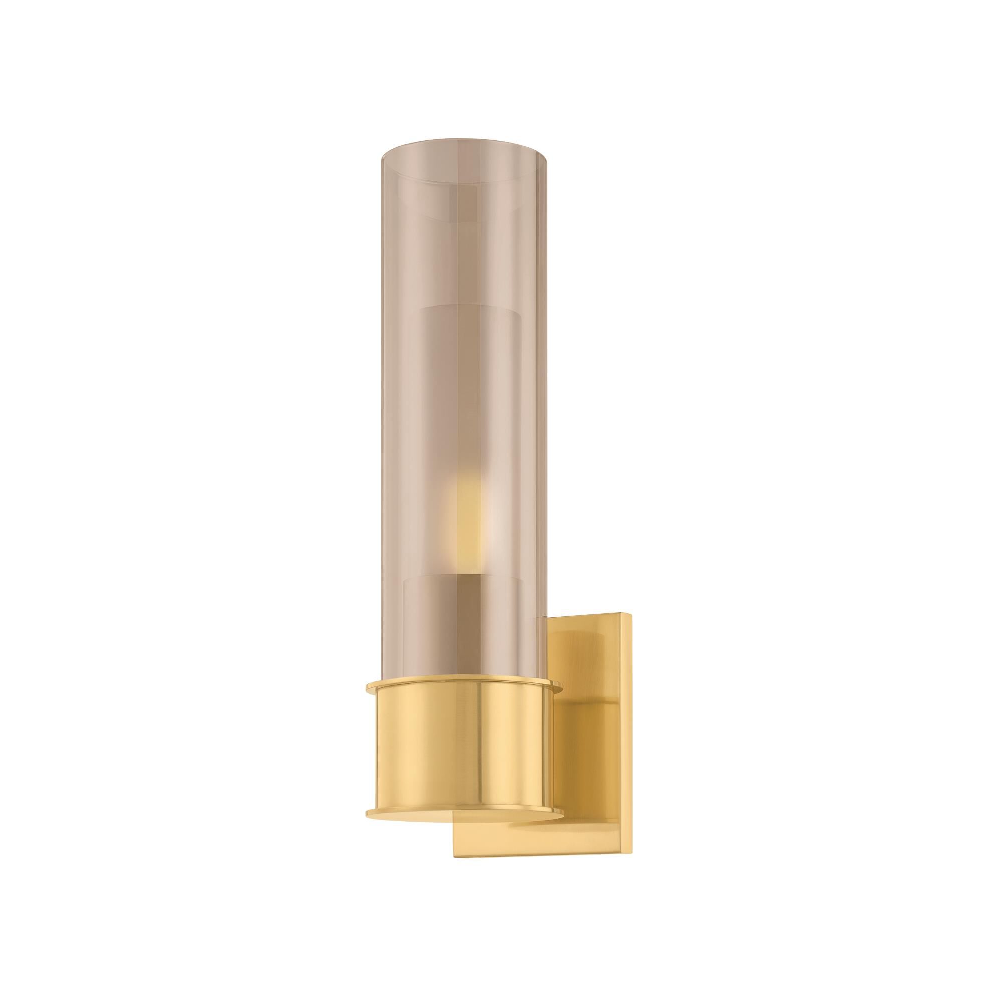 Shown in Vintage Polished Brass finish and Light Bronze shade
