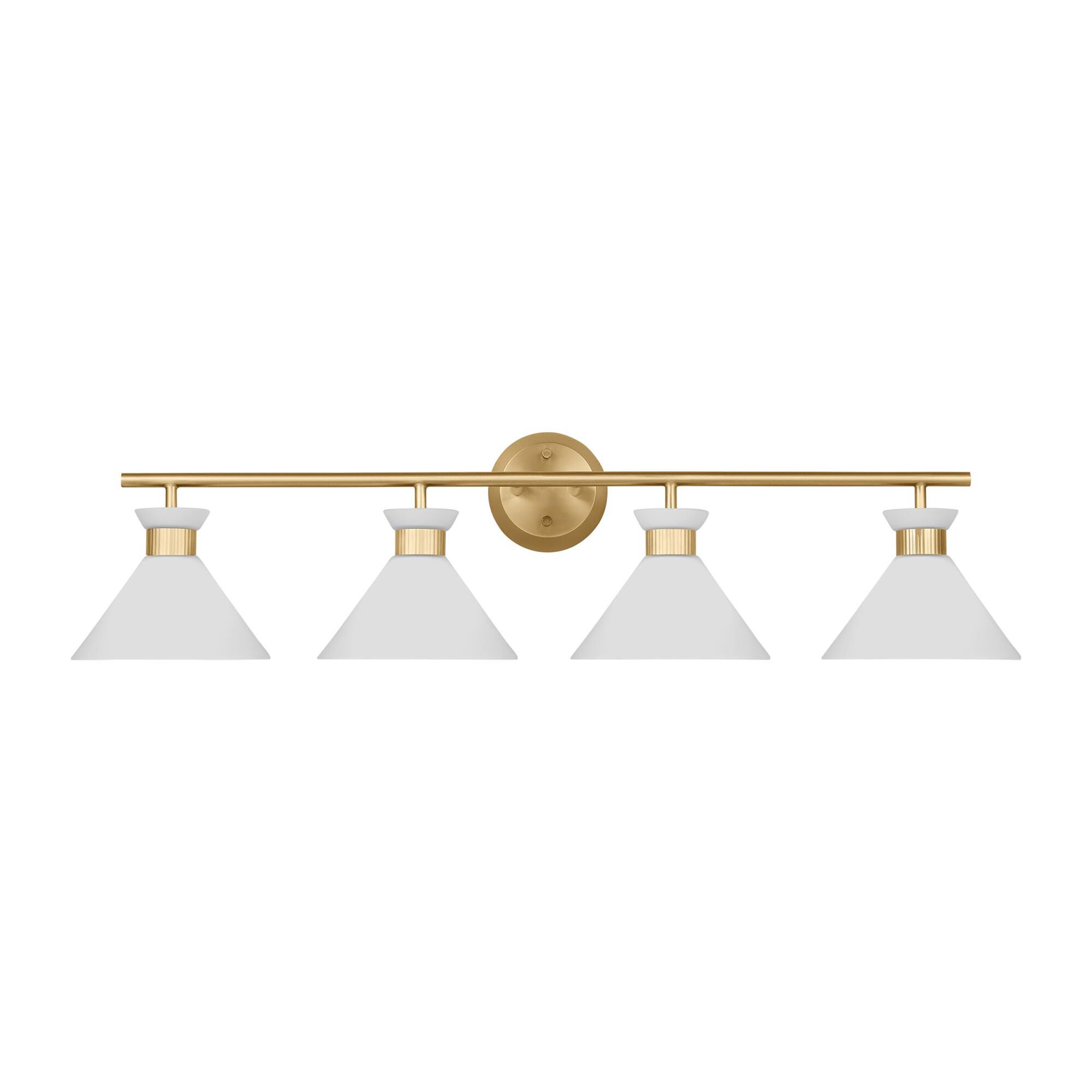 Shown in Satin Brass finish and Etched White Glass s shade