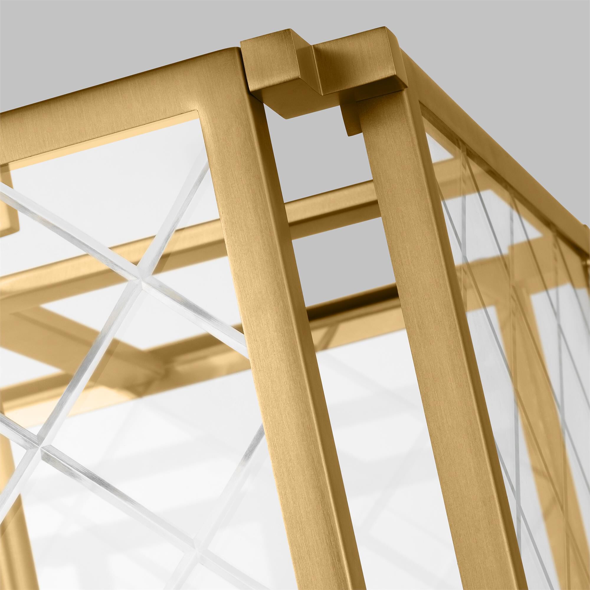 Shown in Burnished Brass finish and Clear With Diamond Cut Pattern glass