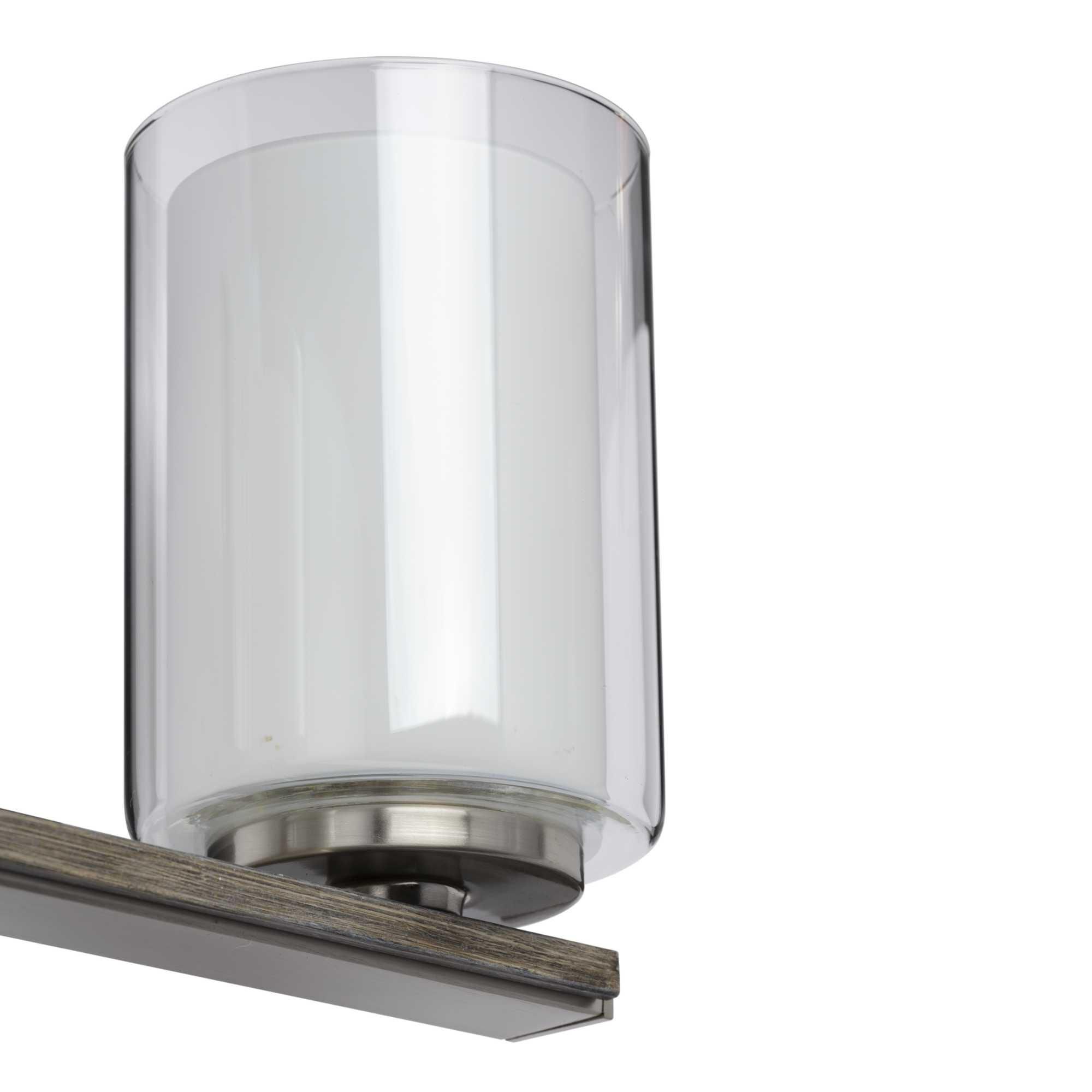 Shown in Brushed Nickel finish and Clear glass