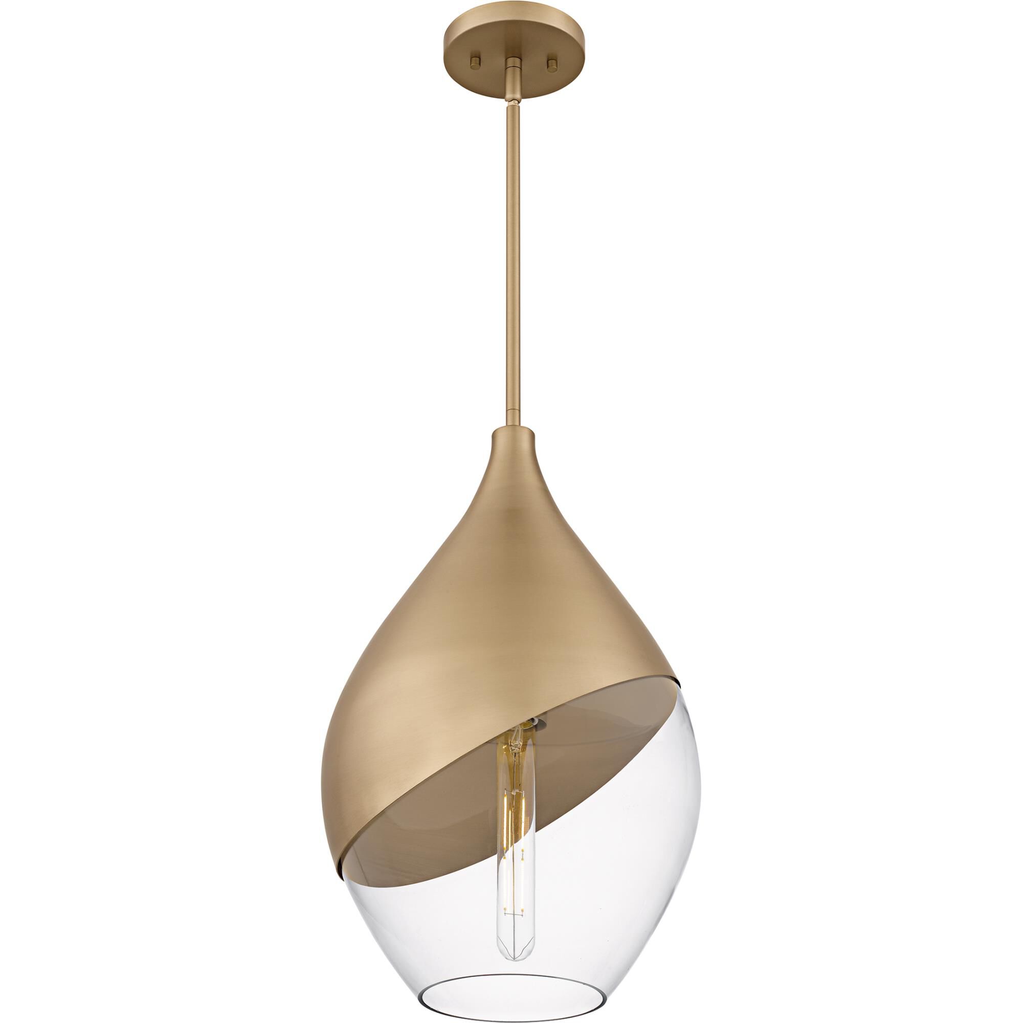 Shown in Bronze Gold finish and Clear Glass shade