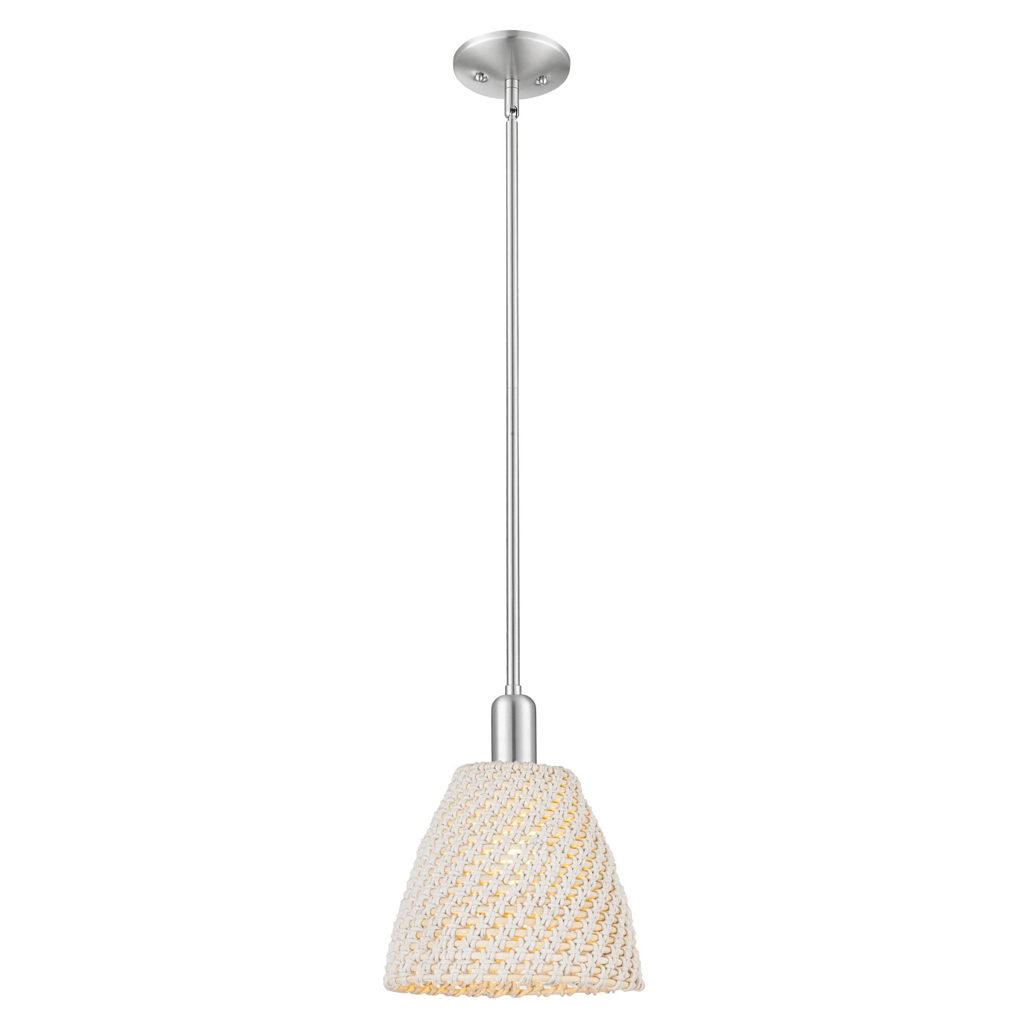 Shown in Brushed Satin Nickel finish and Natural shade