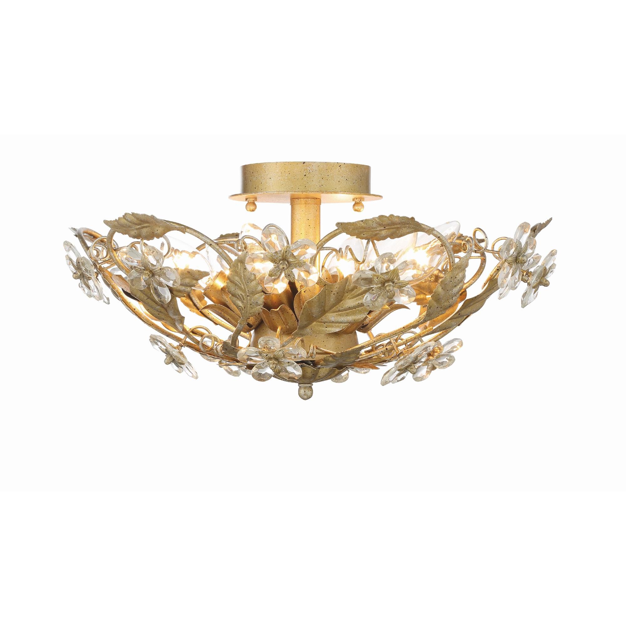 Shown in Gold Leaf finish and Clear Hand Cut crystal