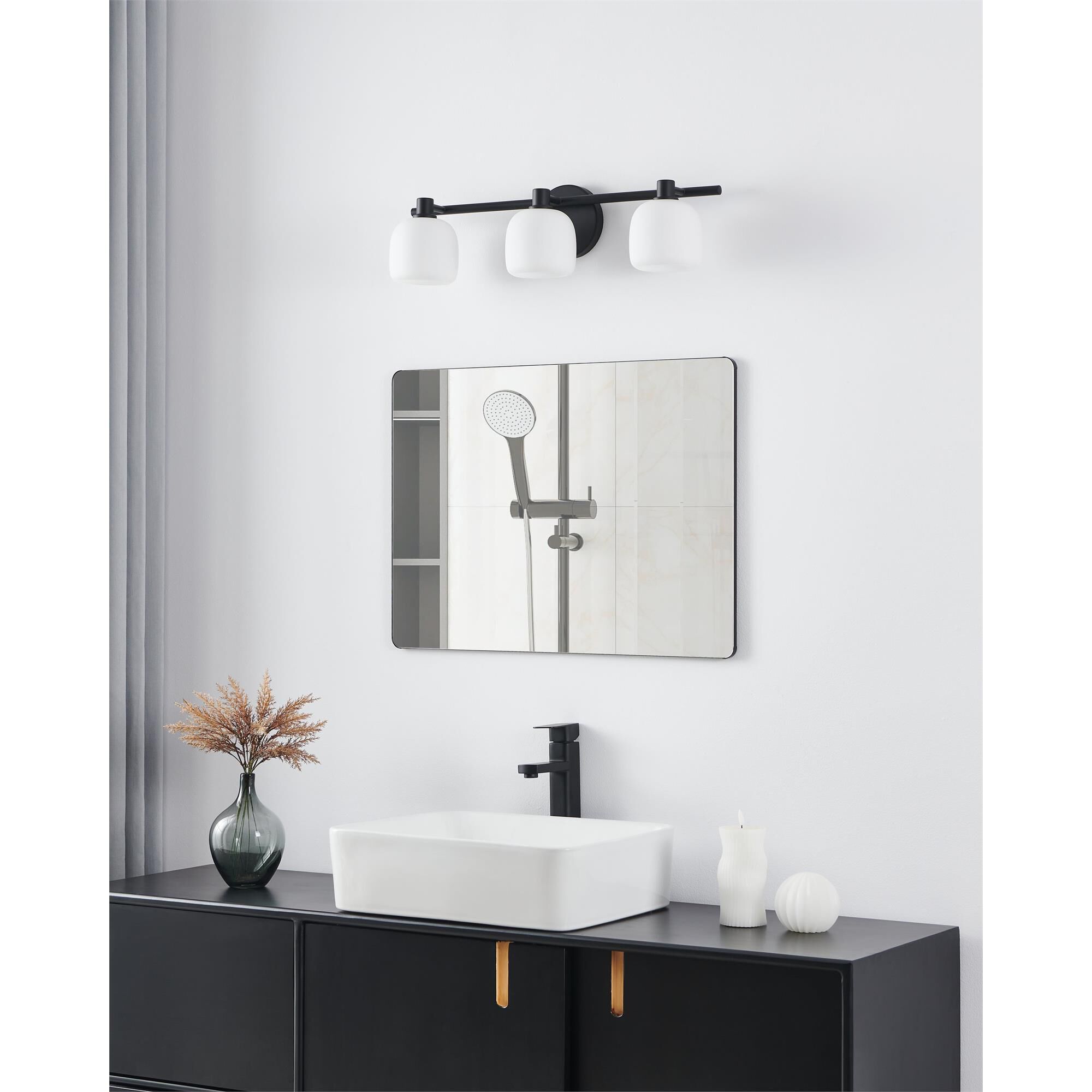 Shown in Matte Black finish and Etched Opal glass