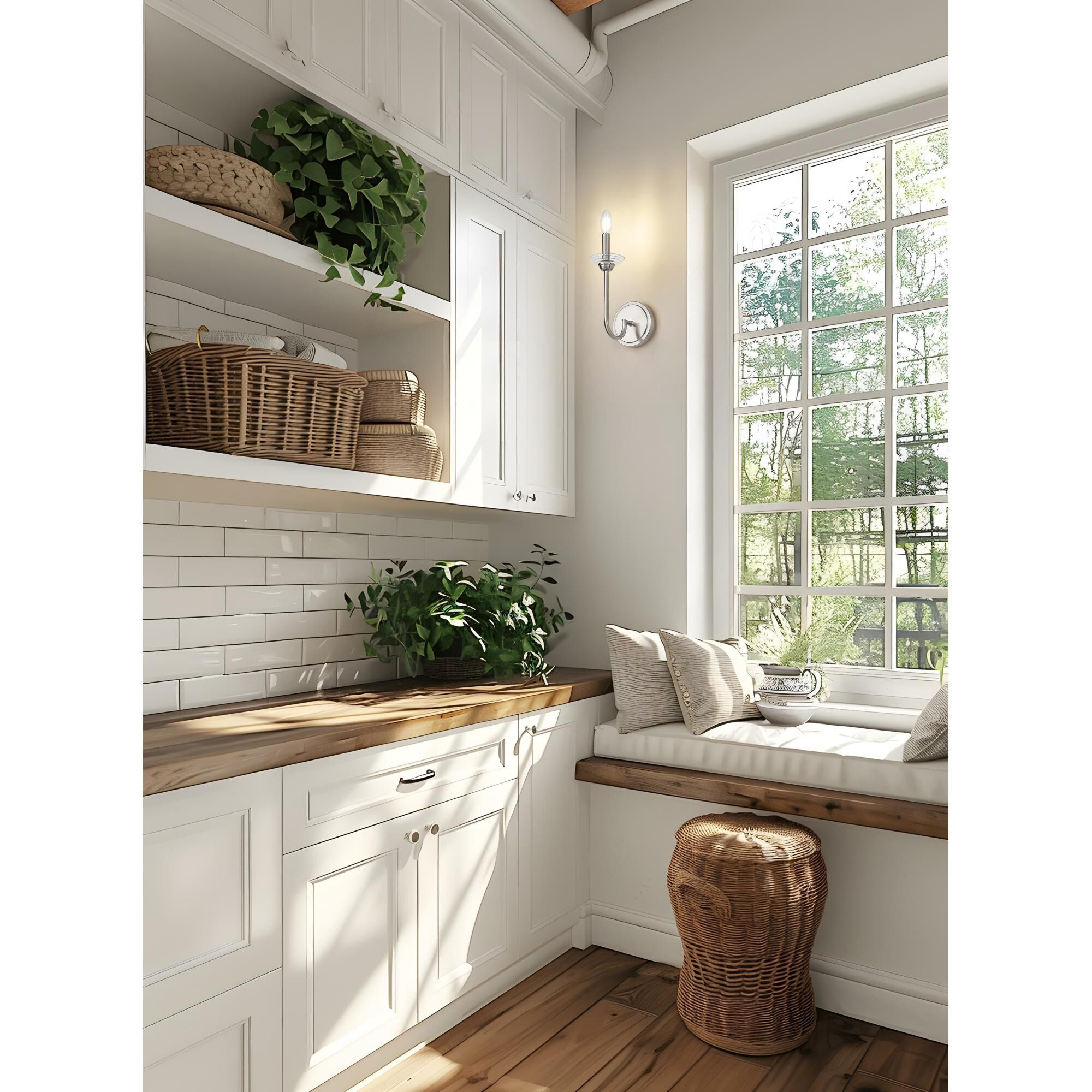 Shown in Brushed Nickel finish and Clear Ribbed glass and Clear Ribbed shade