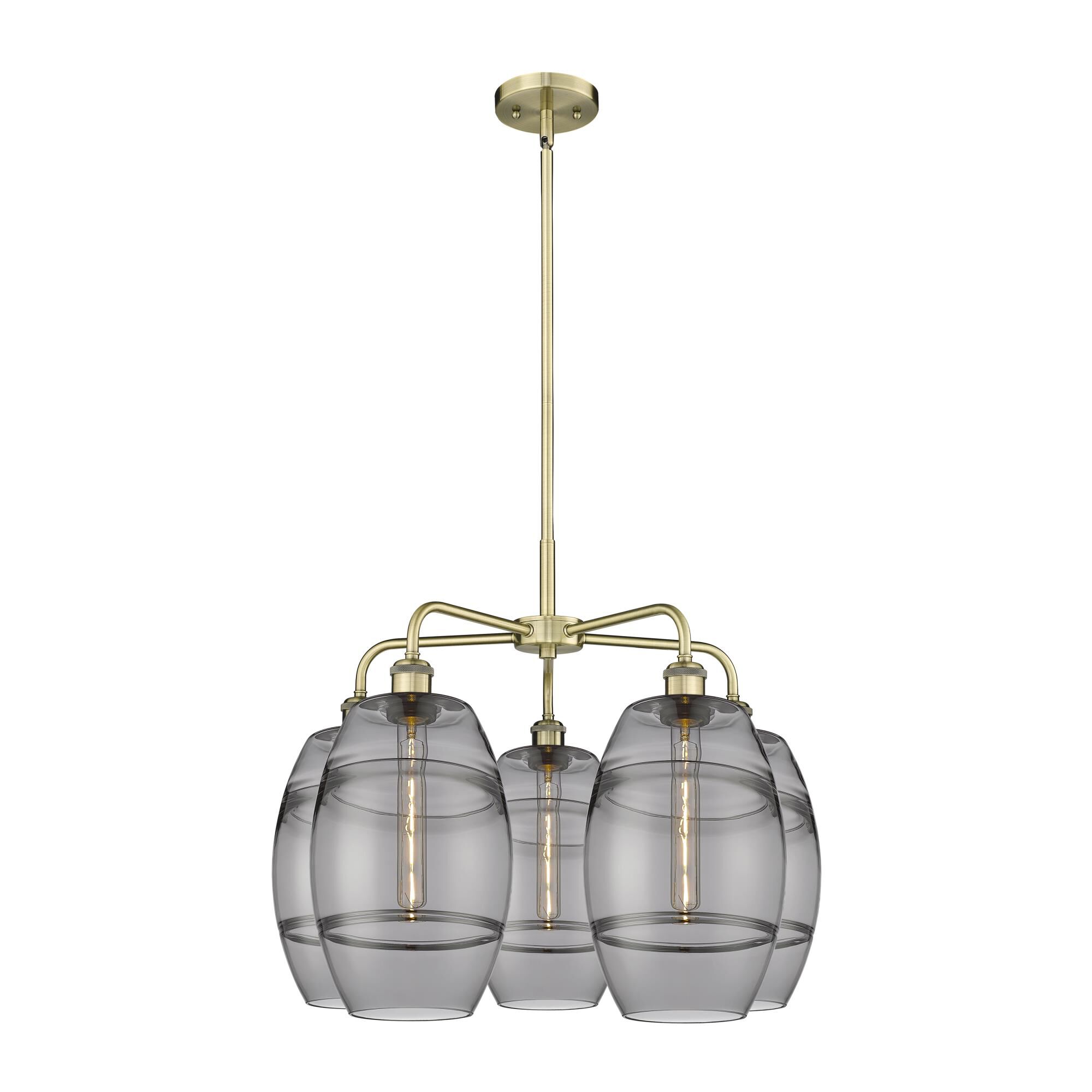 Shown in Antique Brass finish and Light Smoke glass