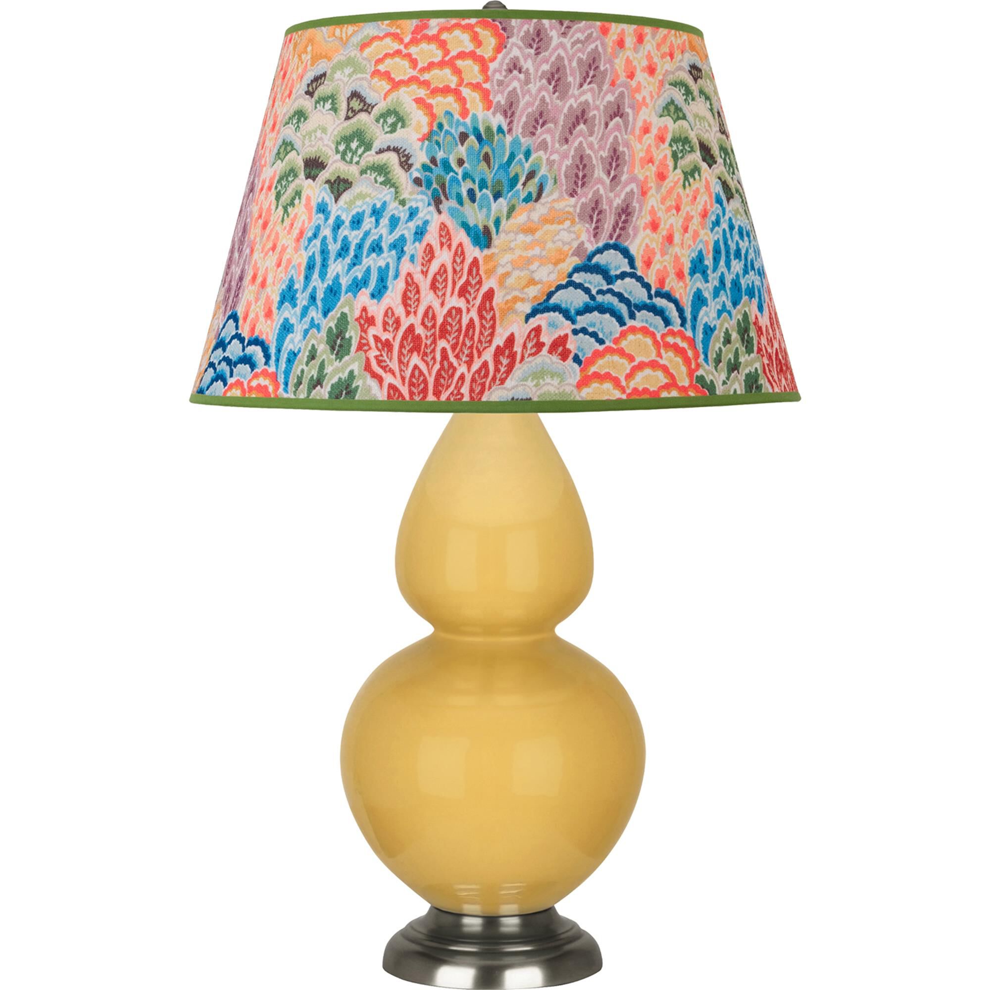 Shown in Sunset Yellow finish and Multicolor shade and Antique Silver accent