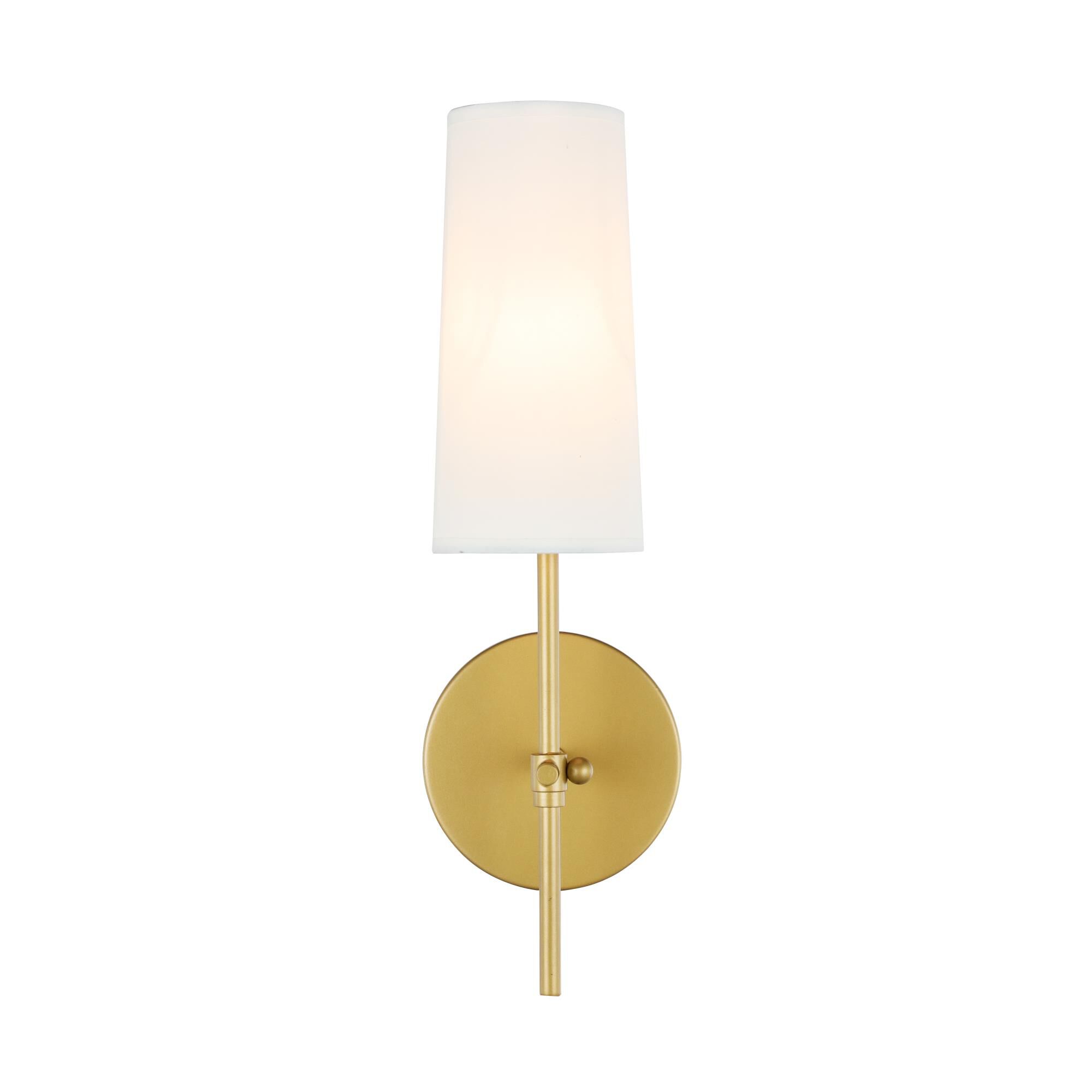 Shown in Brass finish and White Fabric shade