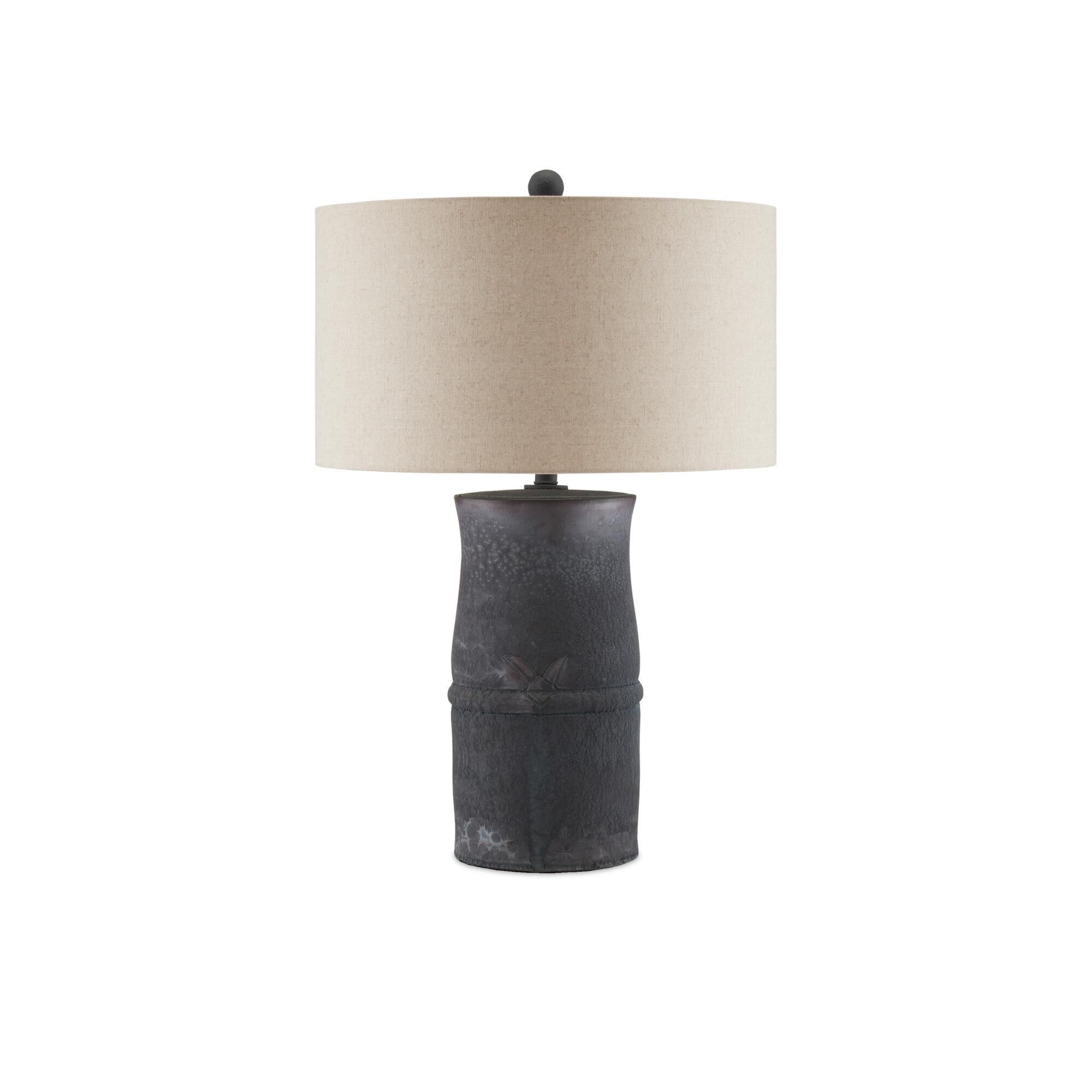 Shown in Satin Dark Gray finish and Natural Linen shade