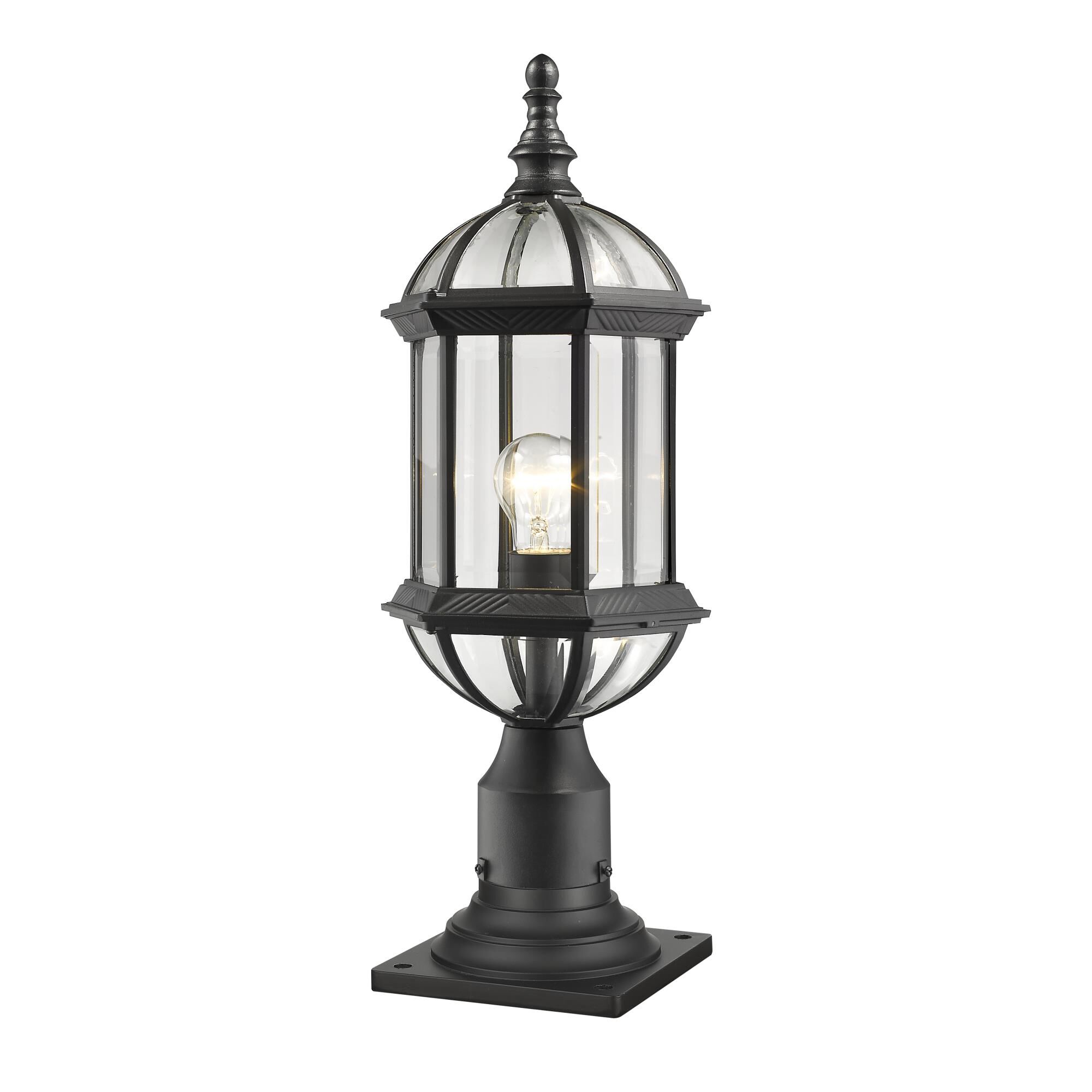 Shown in Black finish and Glass shade