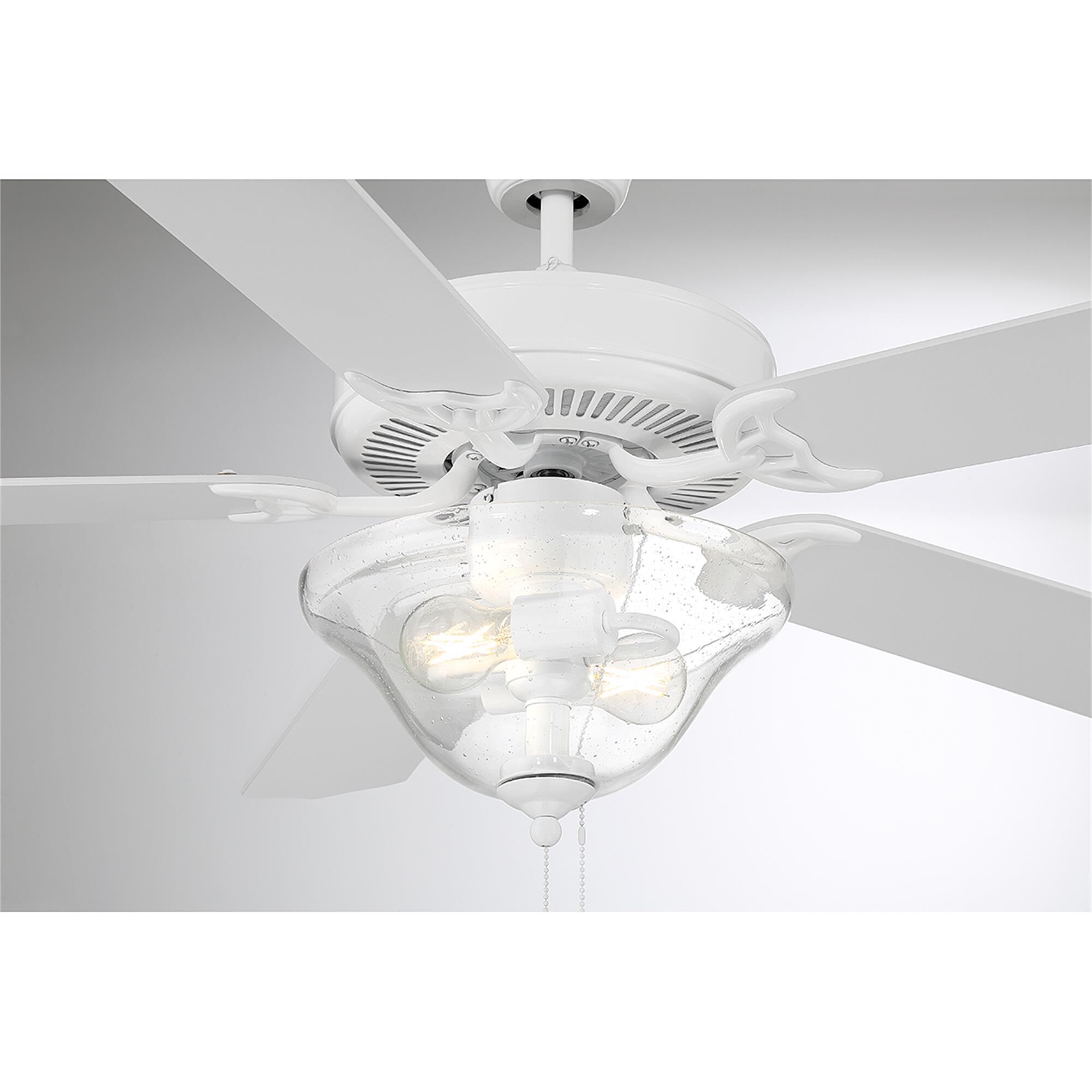 Shown in Bisque White finish and Clear Bubble glass