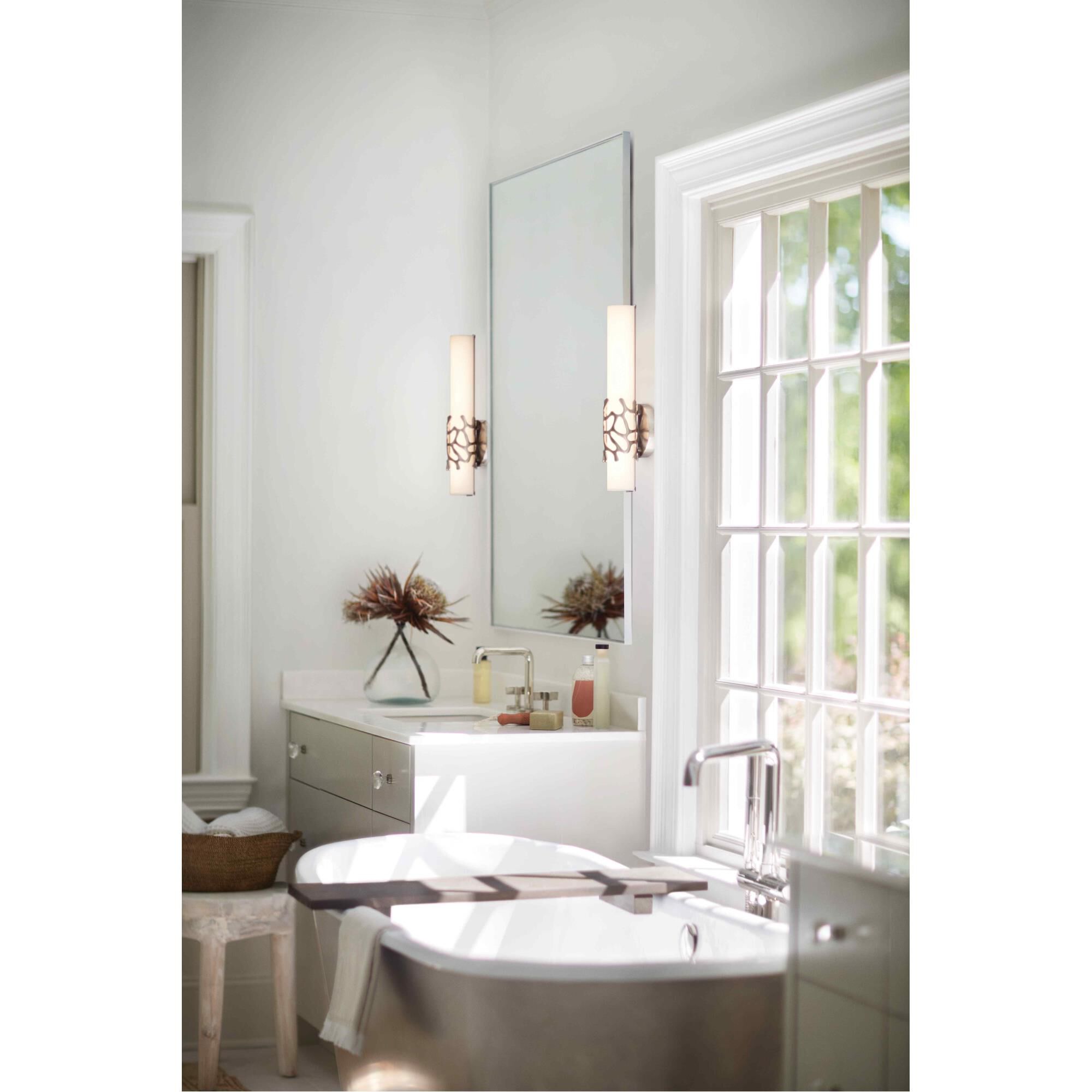 Shown in Brushed Nickel finish and Etched Opal glass