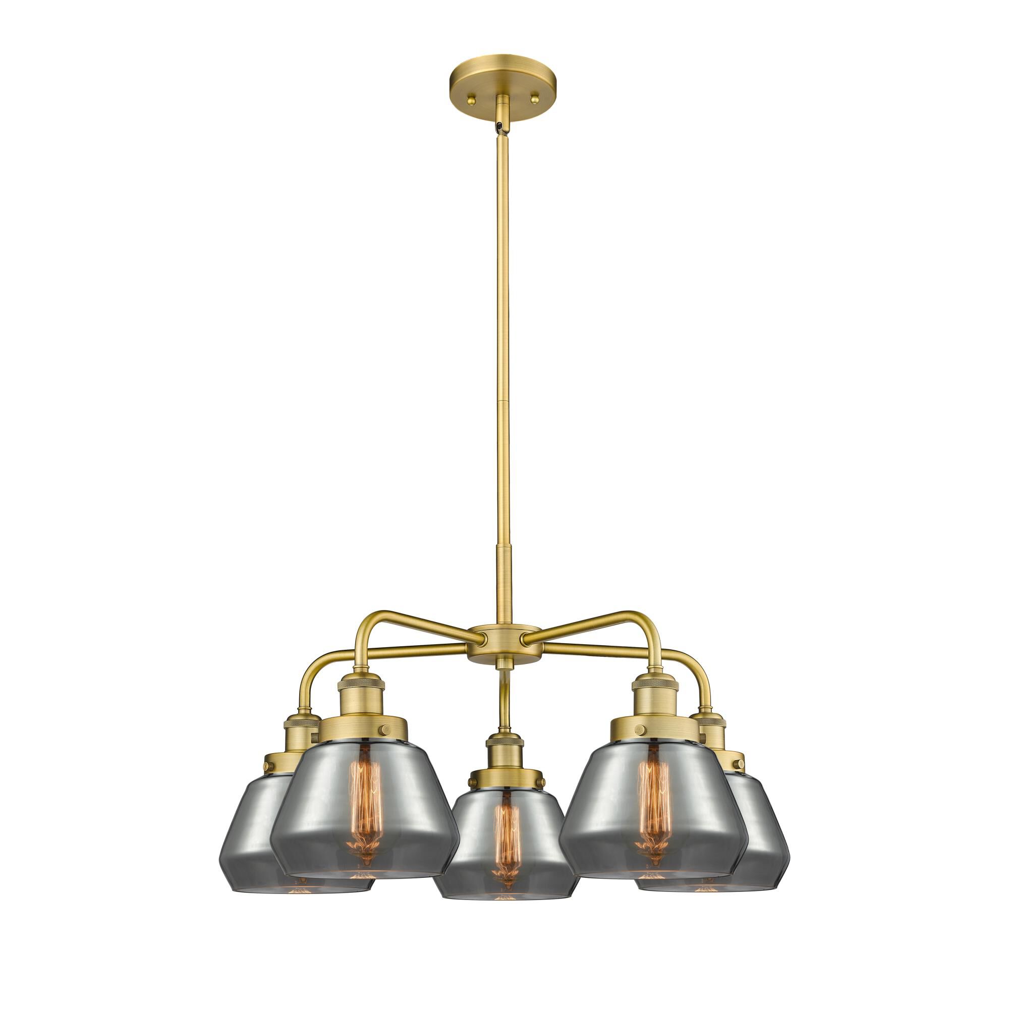 Shown in Brushed Brass finish and Plated Smoke glass