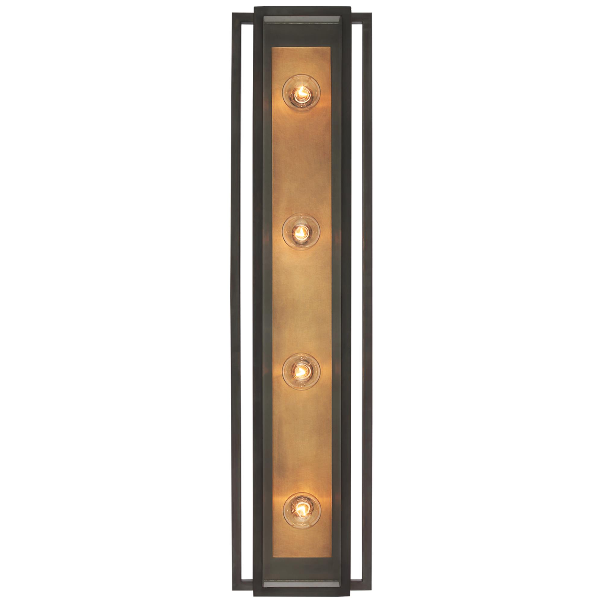 Shown in Bronze And Hand-Rubbed Antique Brass finish and Clear glass