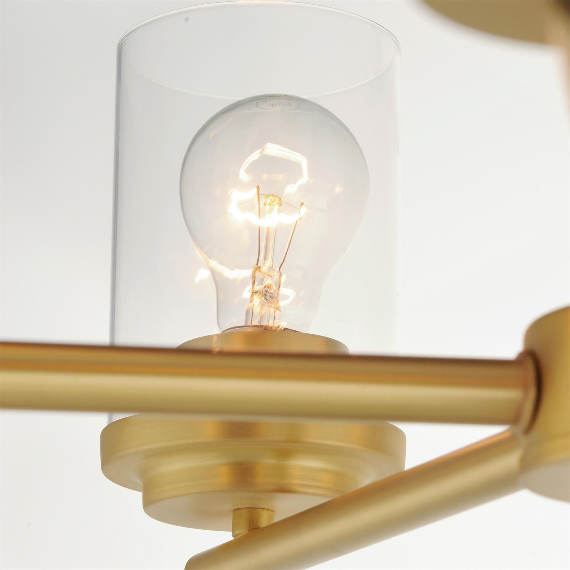 Shown in Satin Brass finish and Clear glass