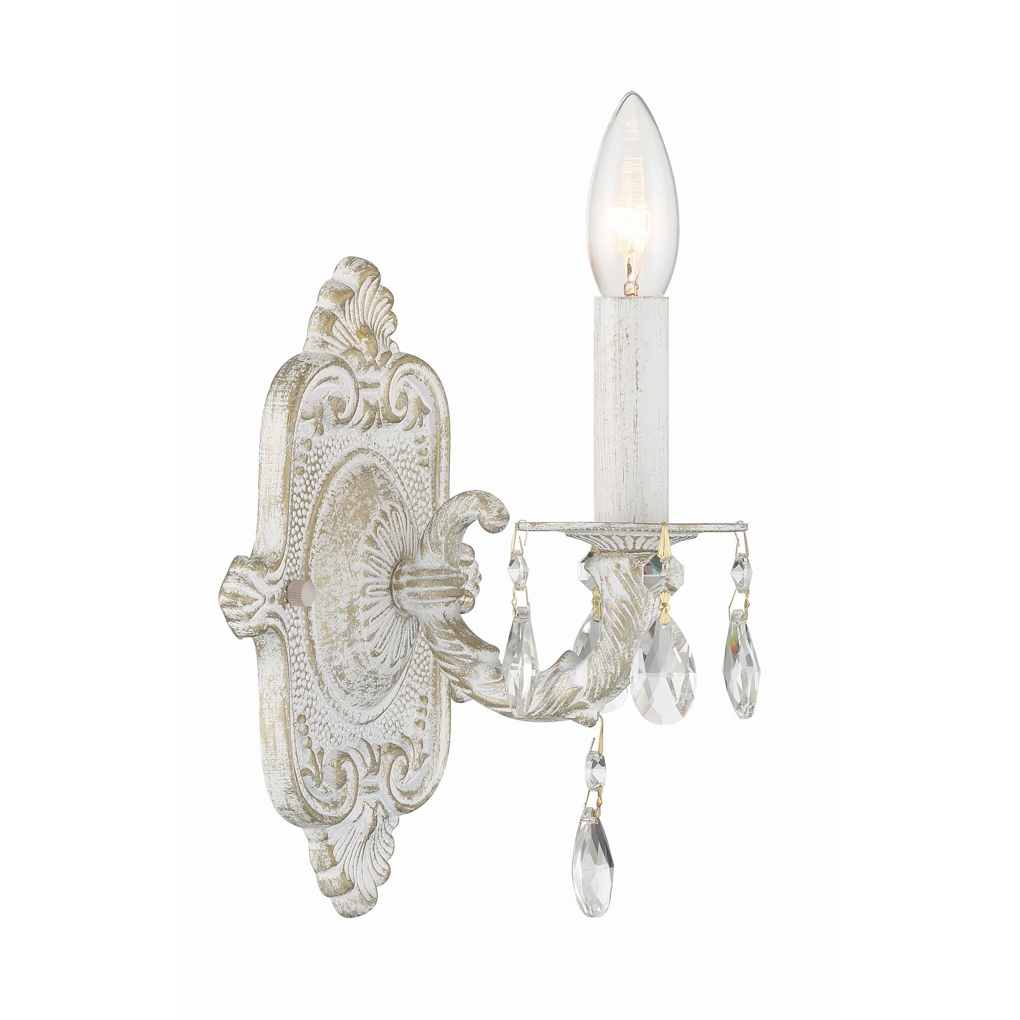 Shown in Antique White finish and Clear Hand Cut crystal