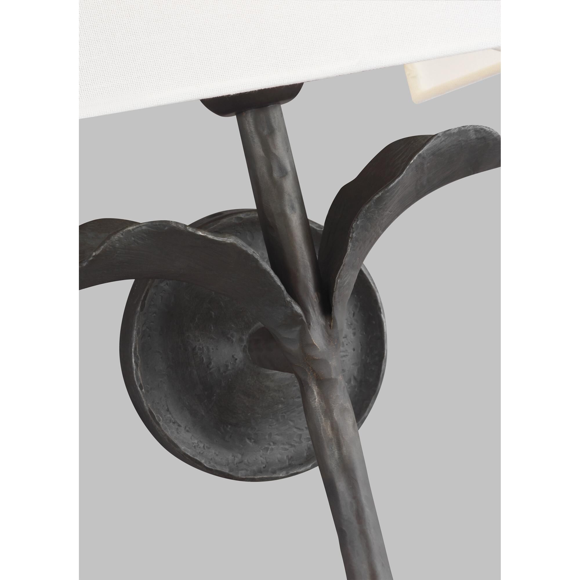 Shown in Aged Iron finish and White Linenlinen shade