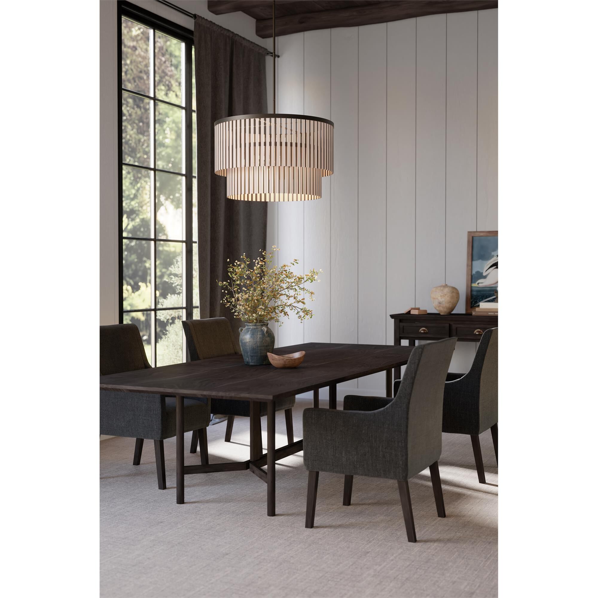 Shown in Dark Bronze finish and Whitewashed Wood shade