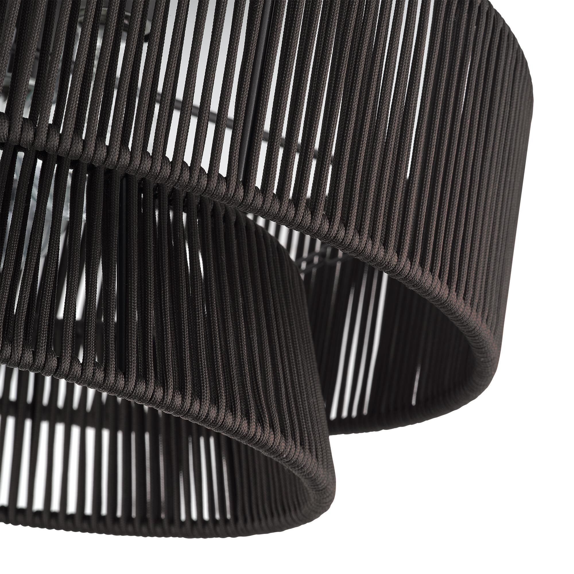 Shown in English Bronze finish and Hand-Woven Dark Chocolate Color Polyester Rope shade