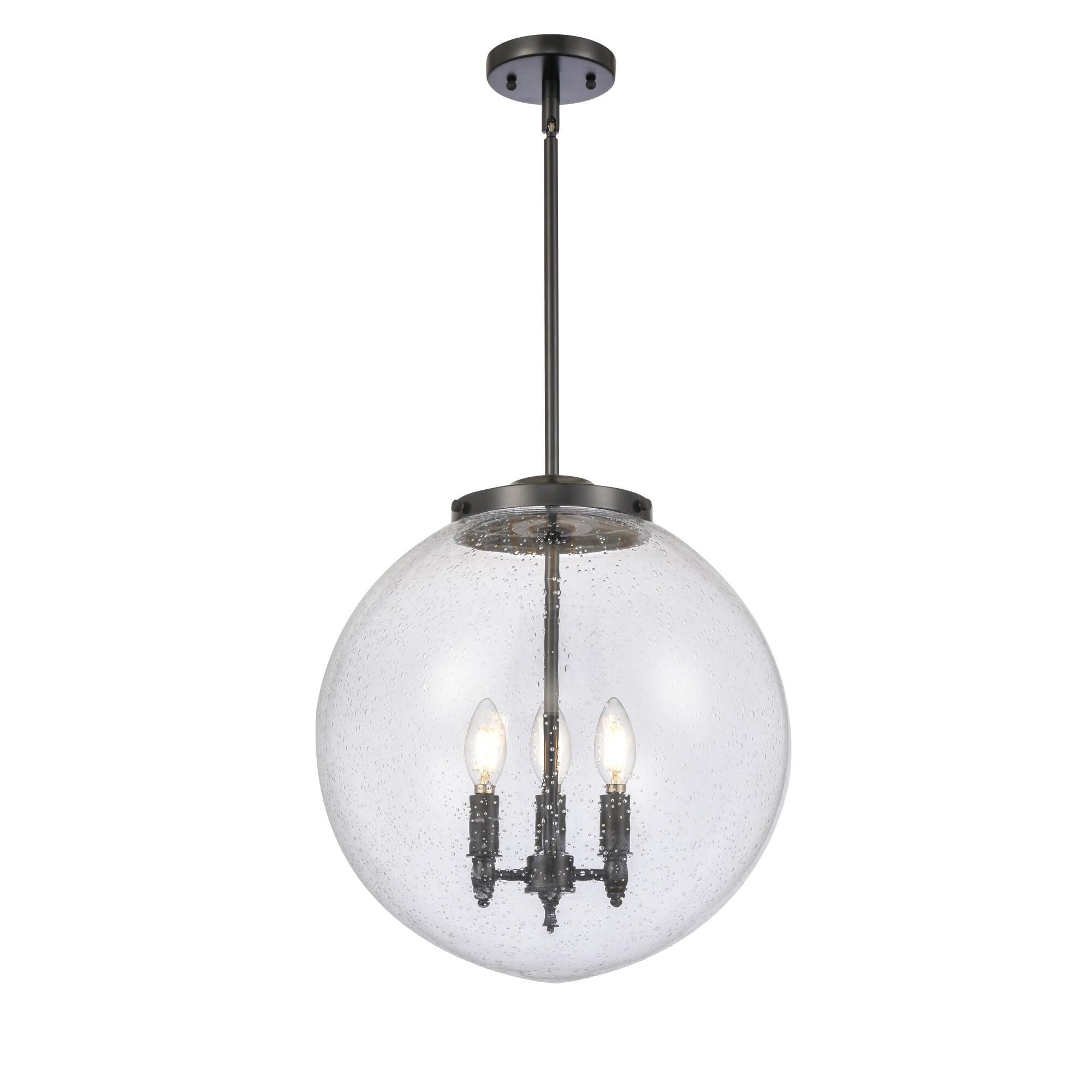 Shown in Matte Black finish and Seedy Beacon glass