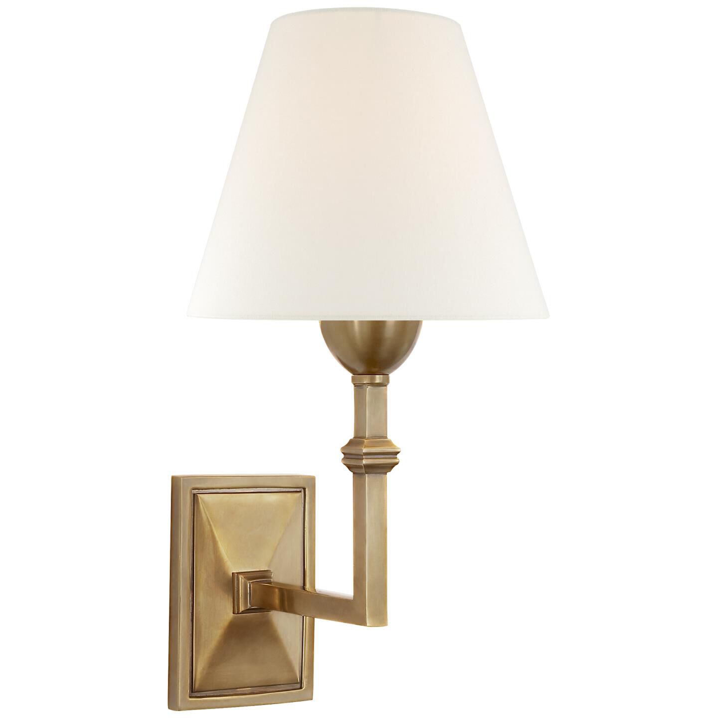 Shown in Hand-Rubbed Antique Brass finish and Linen shade