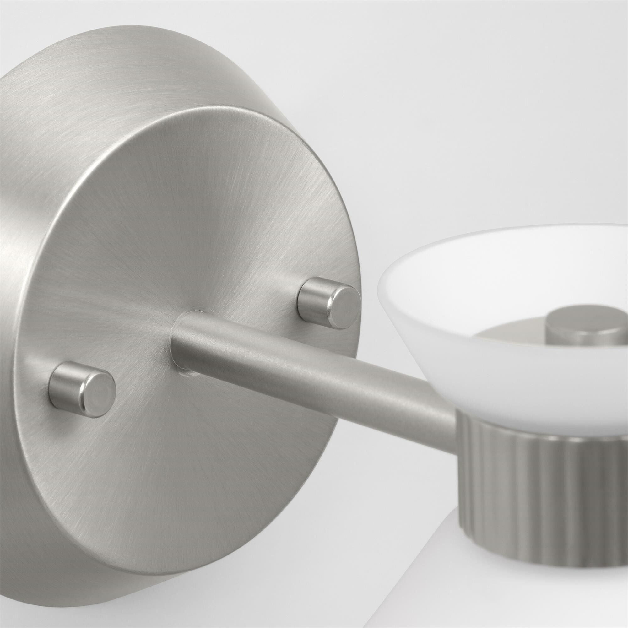 Shown in Brushed Steel finish and Etched White Glass s shade