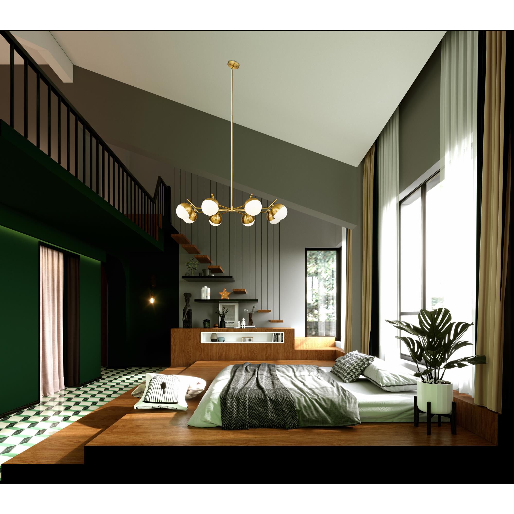 Shown in Modern Gold finish and Matte Opal glass and Matte Opal shade